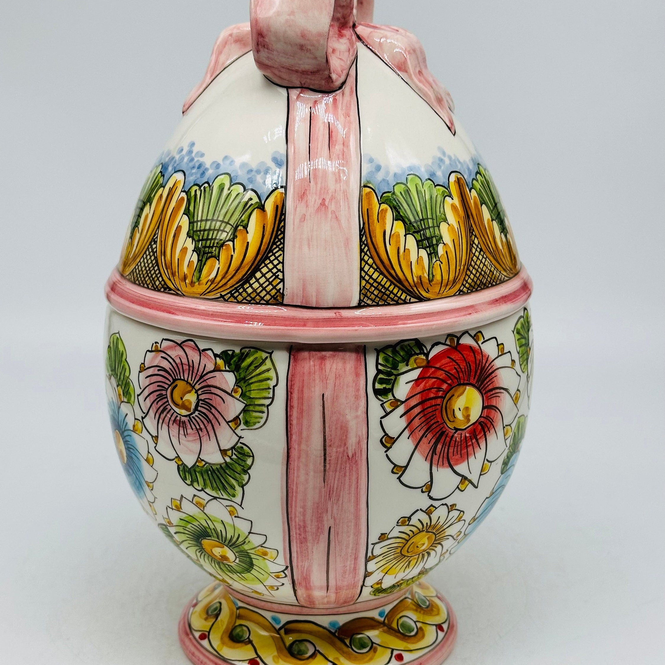 Uovo di Pasqua Contenitore H.27cm Ceramica Caltagirone dipinto a mano