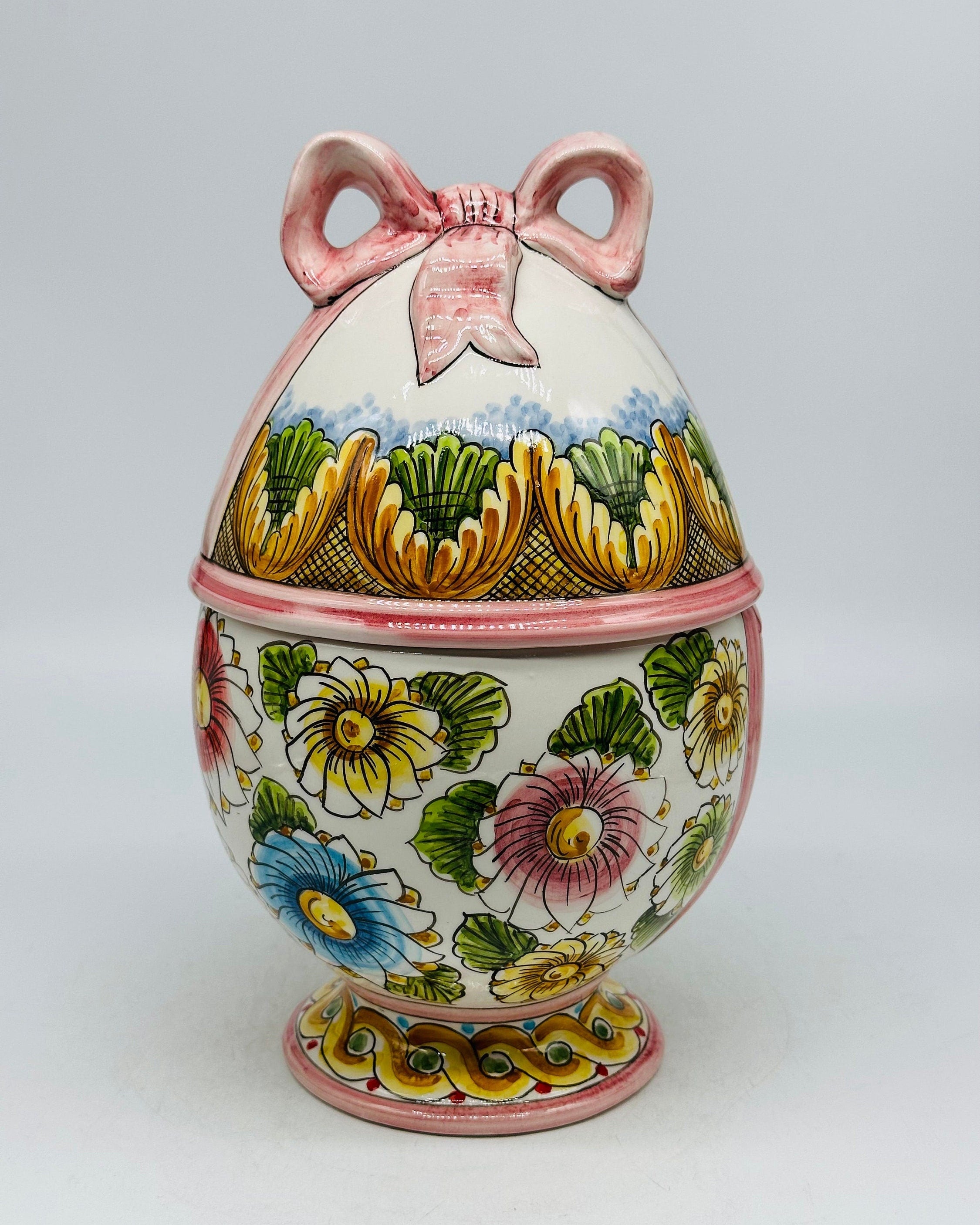 Uovo di Pasqua Contenitore H.27cm Ceramica Caltagirone dipinto a mano