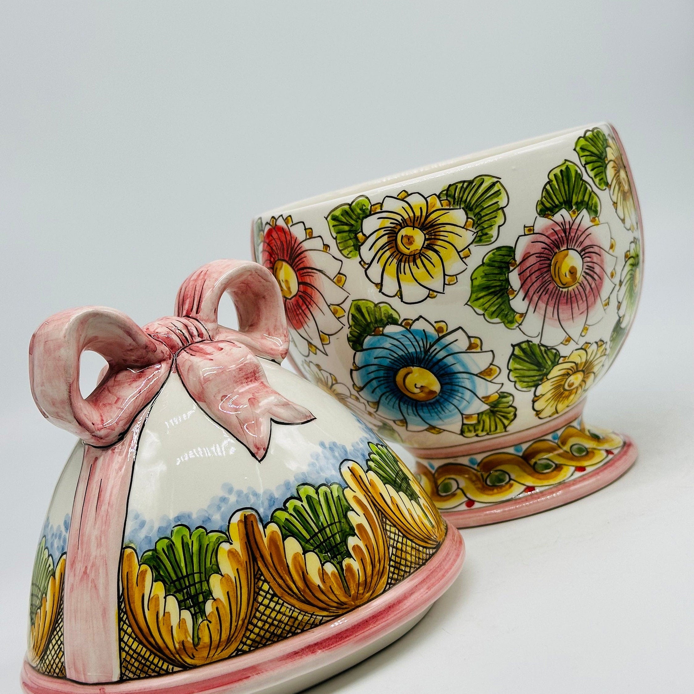 Uovo di Pasqua Contenitore H.27cm Ceramica Caltagirone dipinto a mano