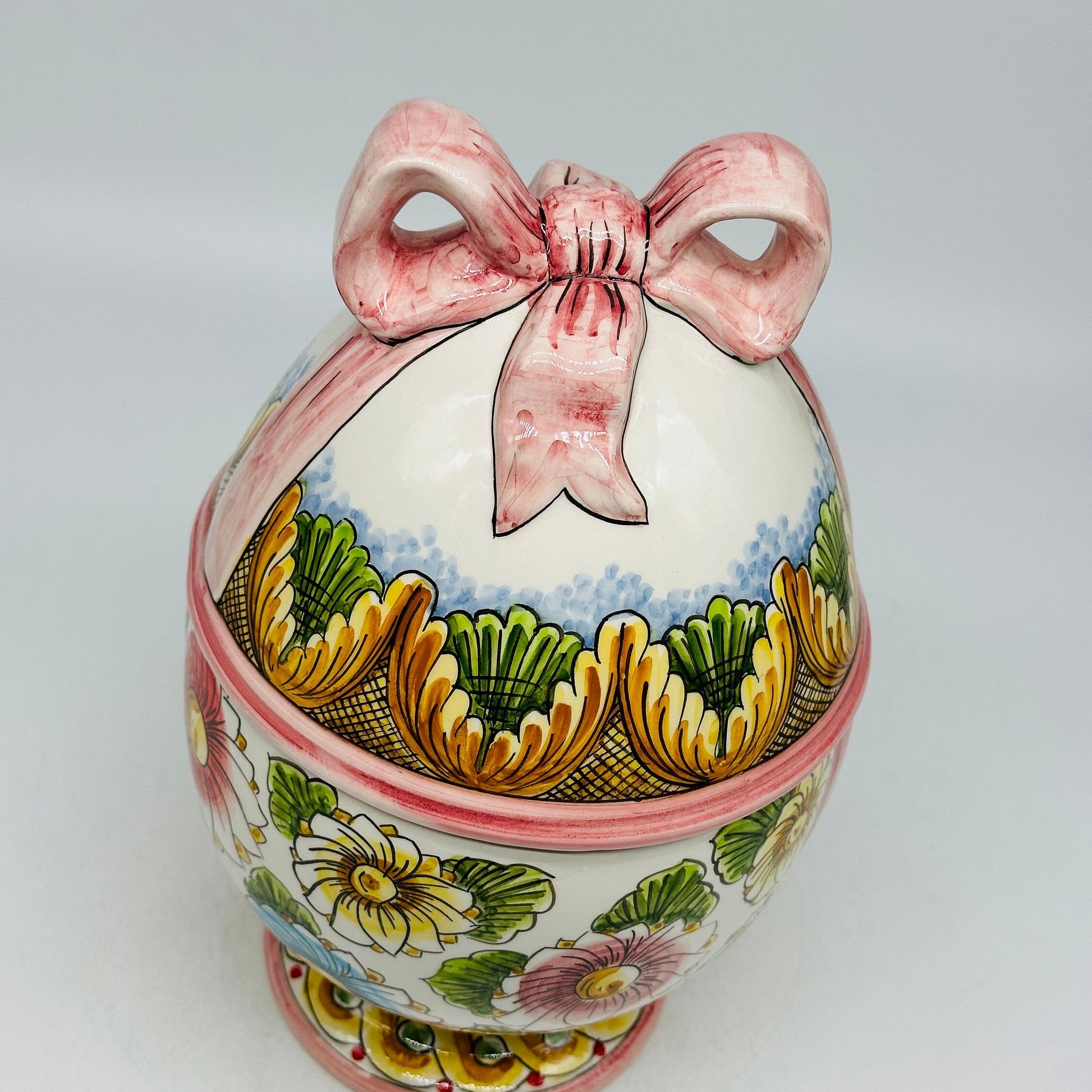 Uovo di Pasqua Contenitore H.27cm Ceramica Caltagirone dipinto a mano