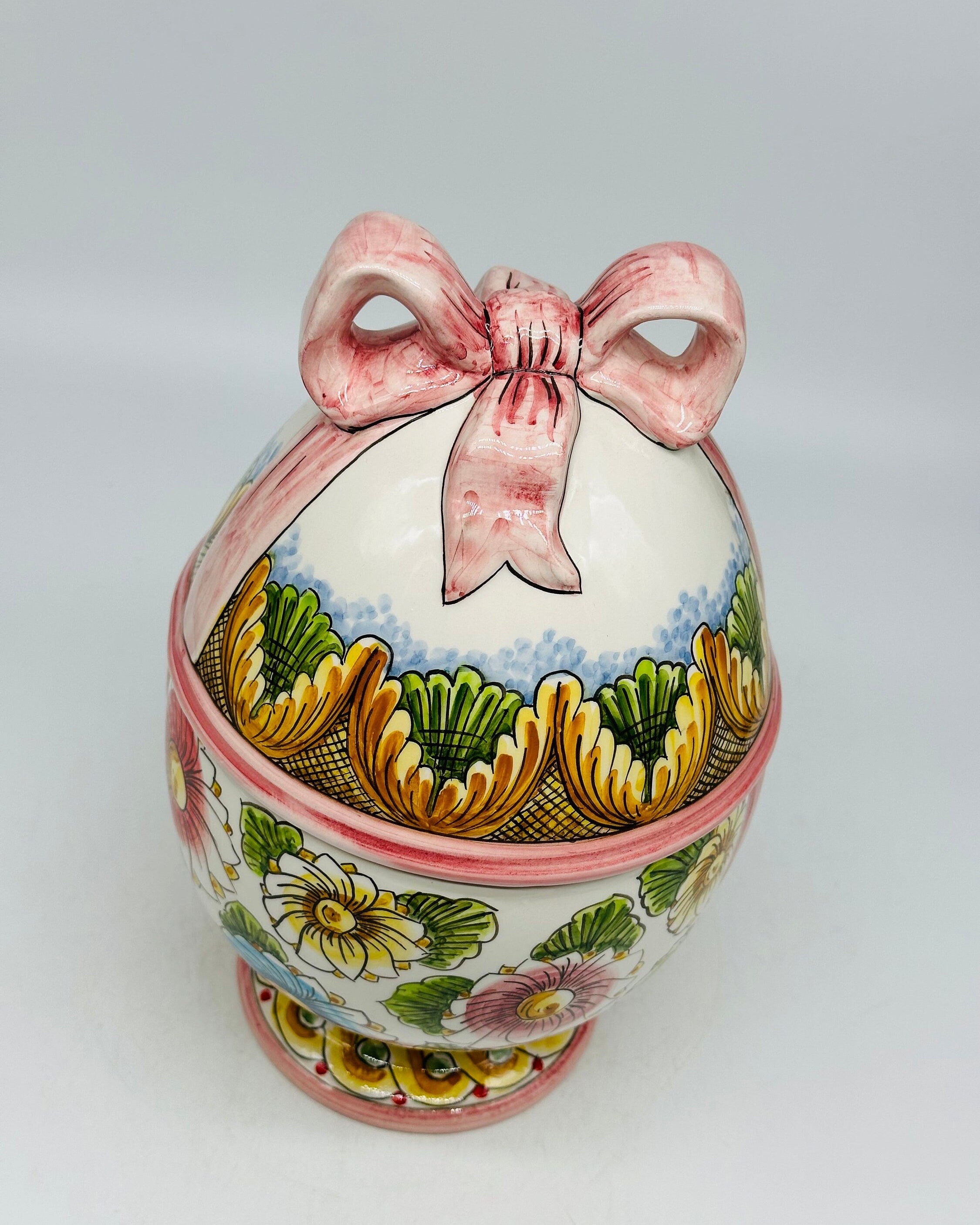 Uovo di Pasqua Contenitore H.27cm Ceramica Caltagirone dipinto a mano