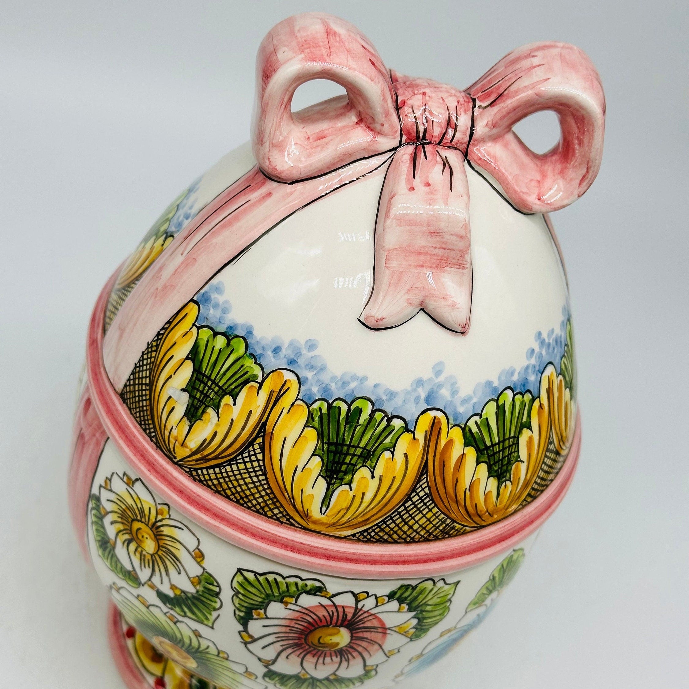 Uovo di Pasqua Contenitore H.27cm Ceramica Caltagirone dipinto a mano