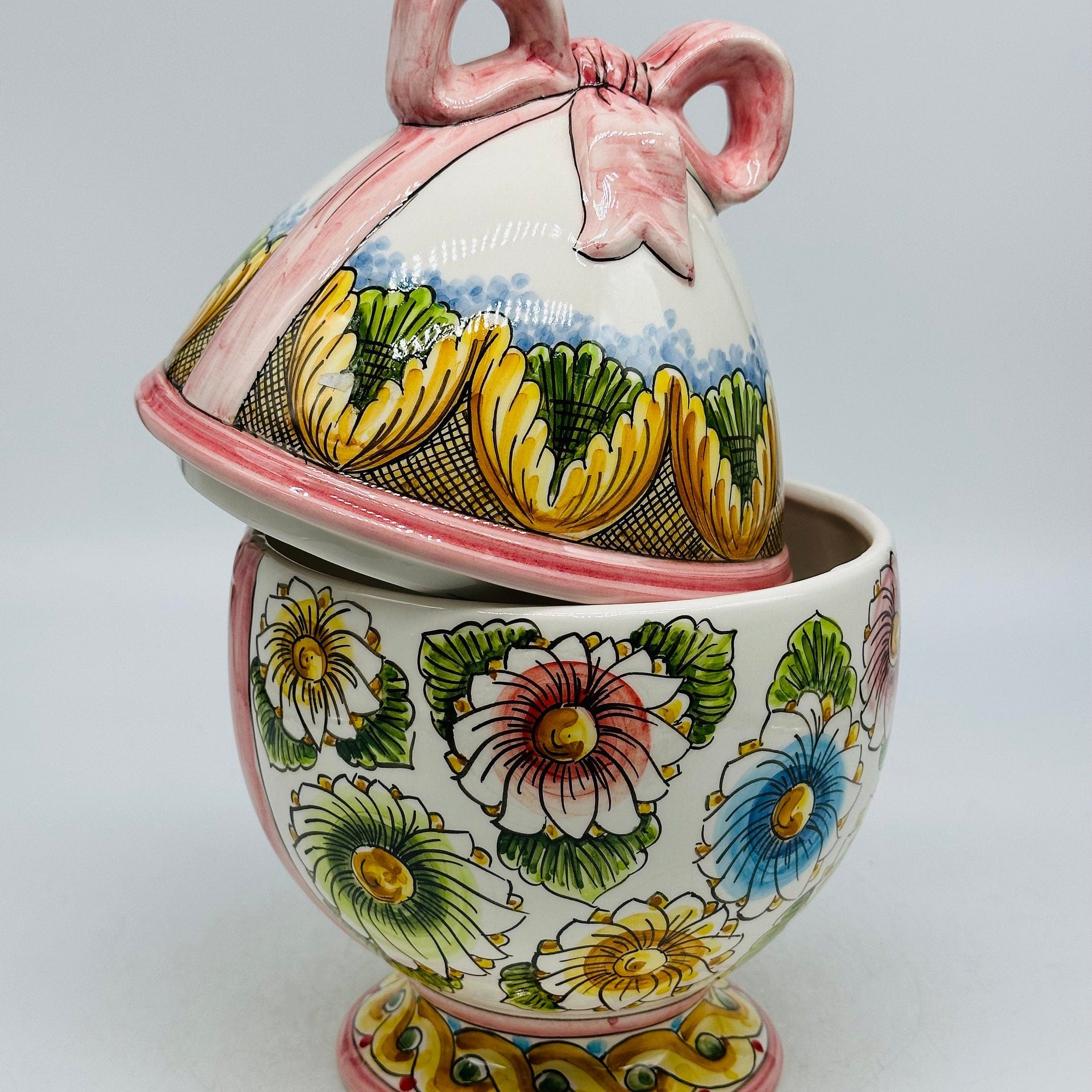 Uovo di Pasqua Contenitore H.27cm Ceramica Caltagirone dipinto a mano