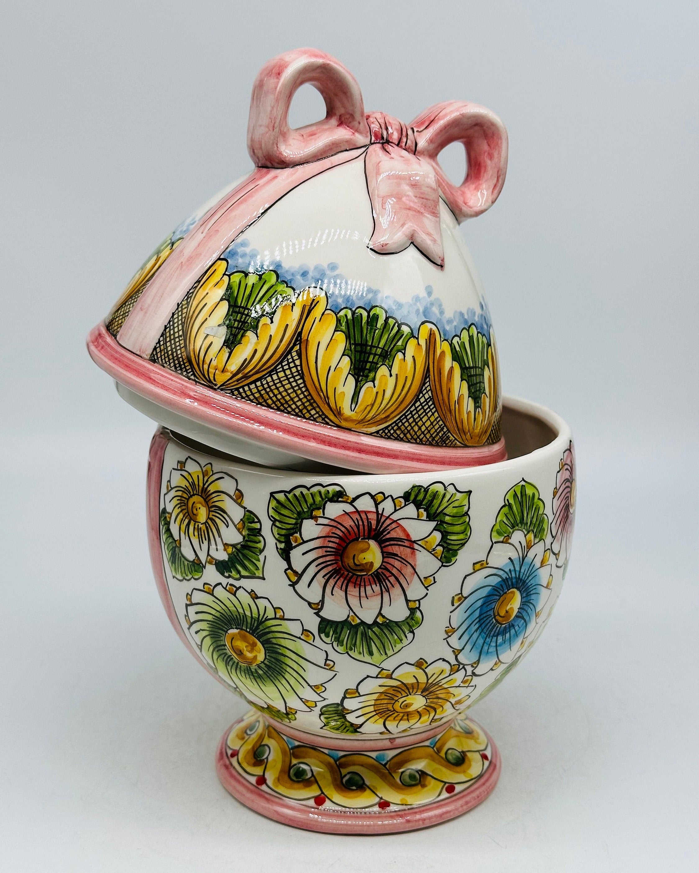 Uovo di Pasqua Contenitore H.27cm Ceramica Caltagirone dipinto a mano