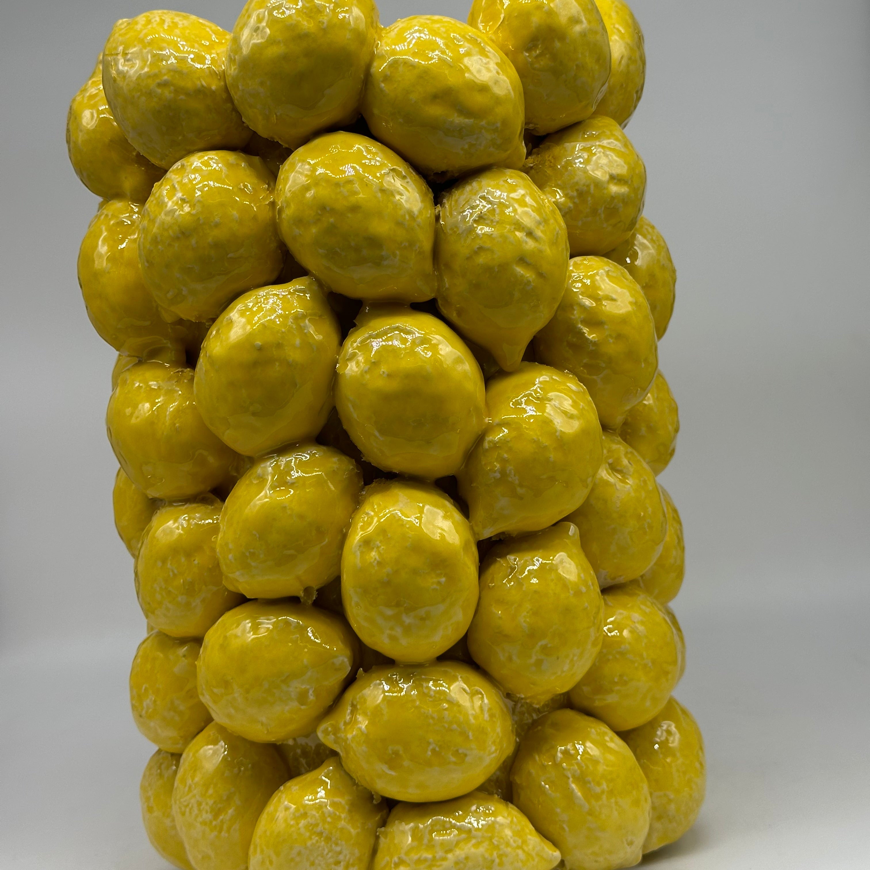 Vaso Frutta Limoni Gialli cm H.33 Ceramica Caltagirone fatto a mano - OGGETTISTICA