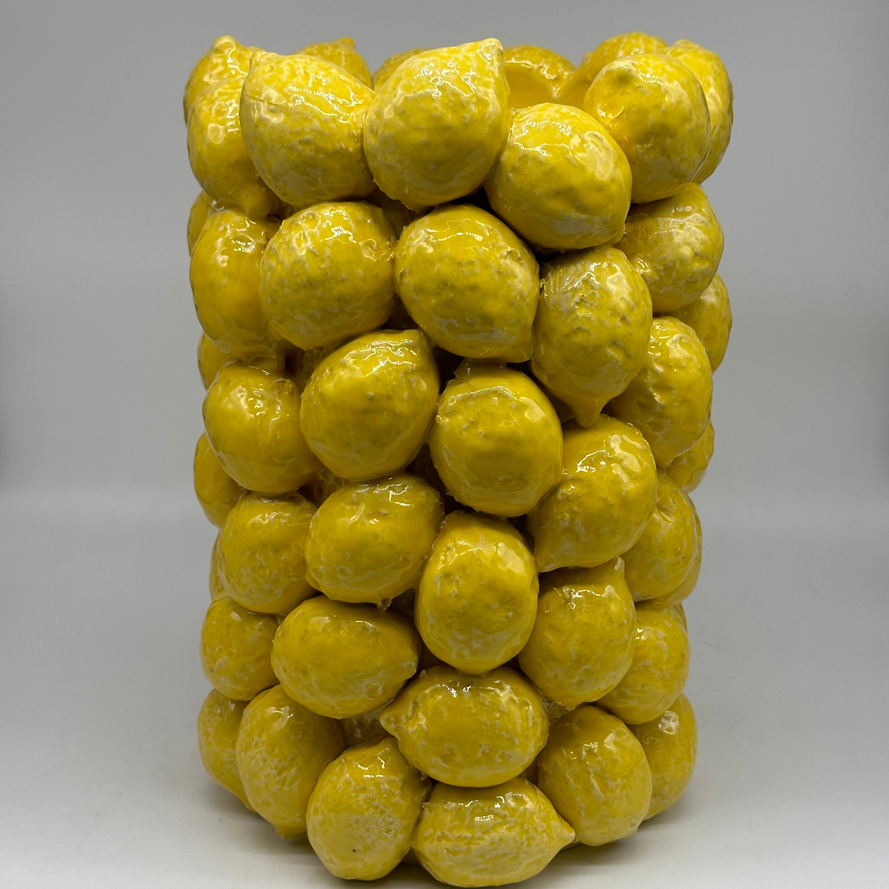 Vaso Frutta Limoni Gialli cm H.33 Ceramica Caltagirone fatto a mano - OGGETTISTICA