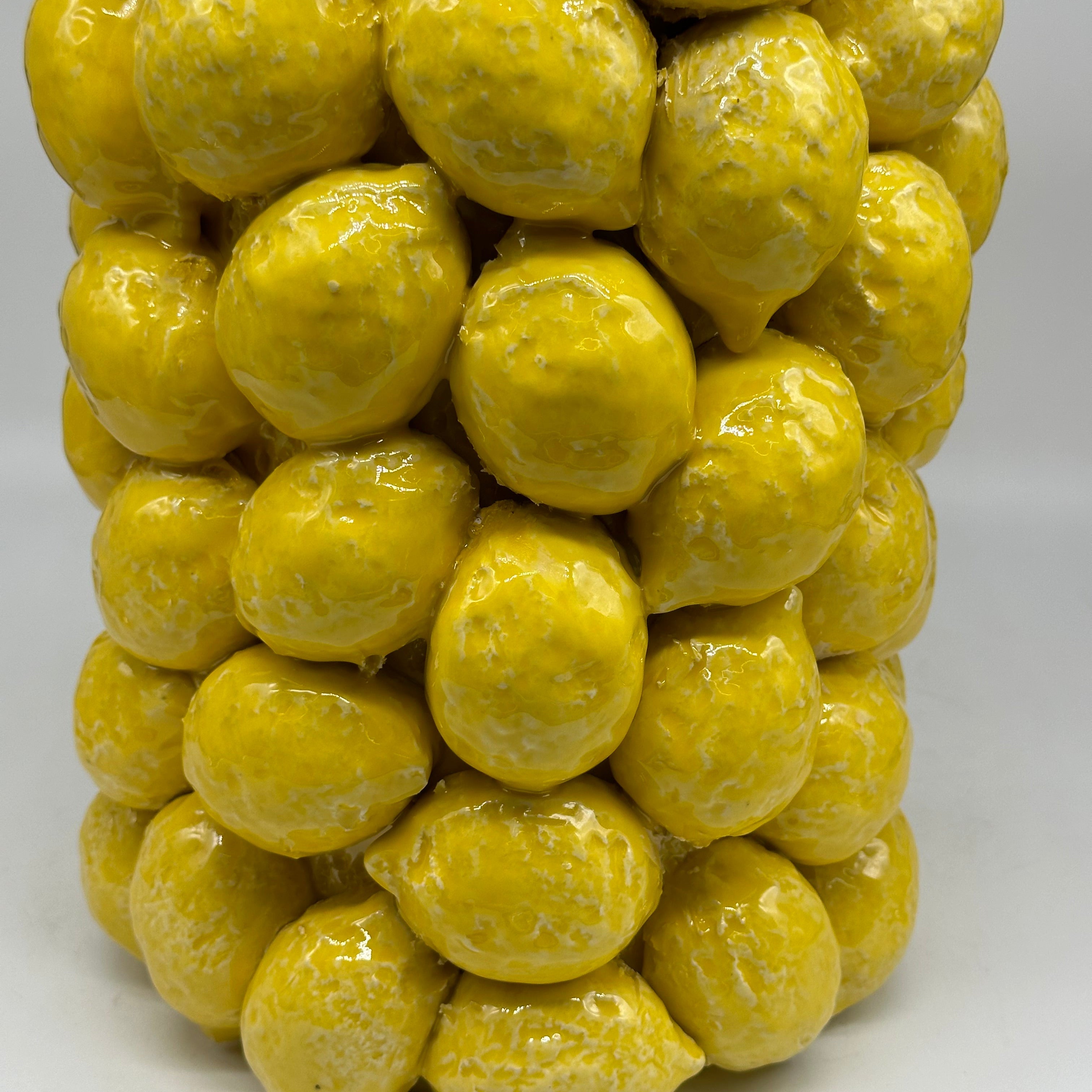 Vaso Frutta Limoni Gialli cm H.33 Ceramica Caltagirone fatto a mano - OGGETTISTICA
