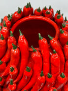Vaso Frutta Peperoncini Rossi cm H.35 L.30 Ceramica Caltagirone fatto a mano - OGGETTISTICA