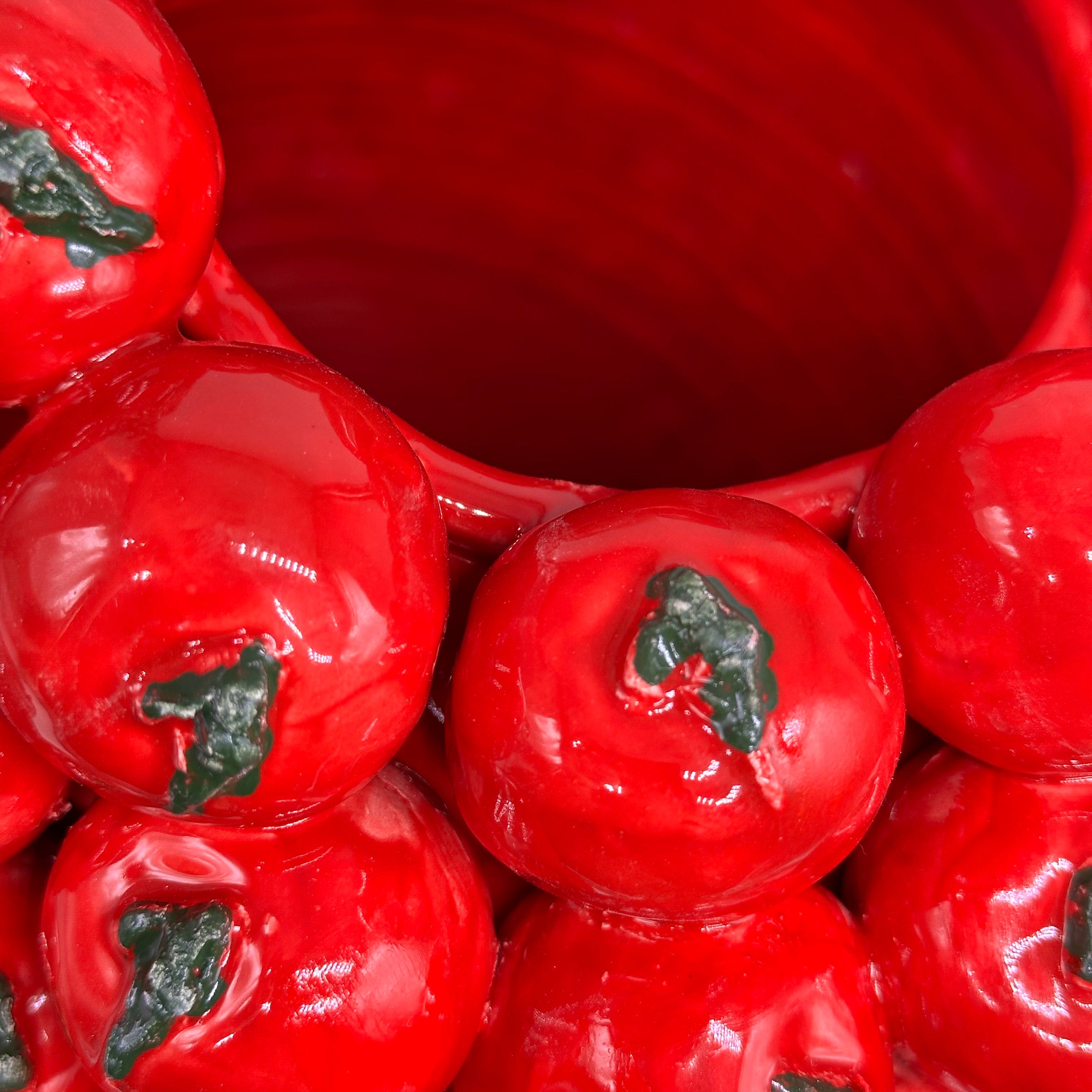 Vaso Frutta Pomodori Rossi cm H.35 L.30 Ceramica Caltagirone fatto a mano - OGGETTISTICA