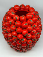 Vaso Frutta Pomodori Rossi cm H.35 L.30 Ceramica Caltagirone fatto a mano - OGGETTISTICA
