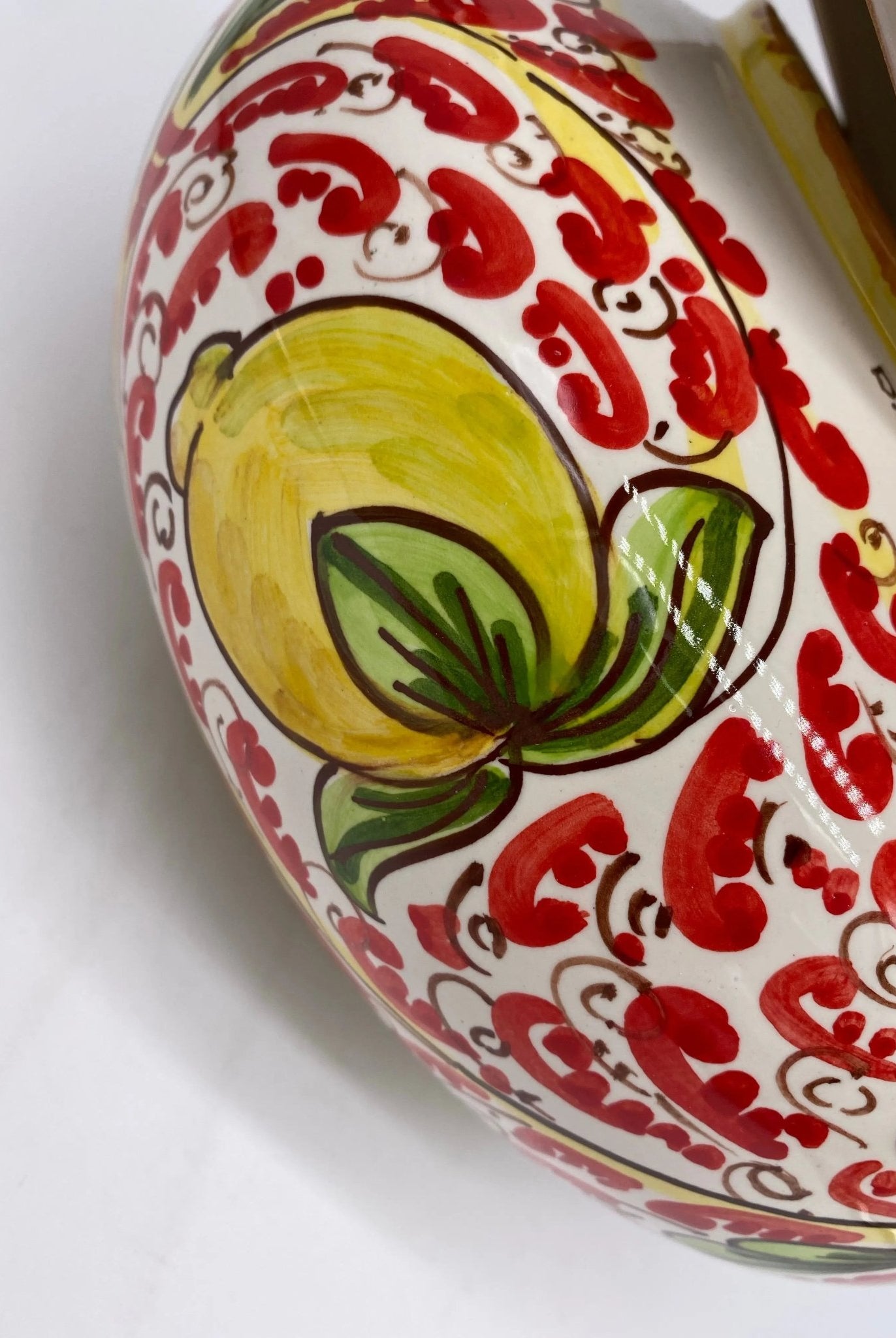 Biscottiera Decorata ‘600 Limoni Ceramica Caltagirone cm H.18 L.24 Artigianale - DD CERAMICHE SICILIANE
