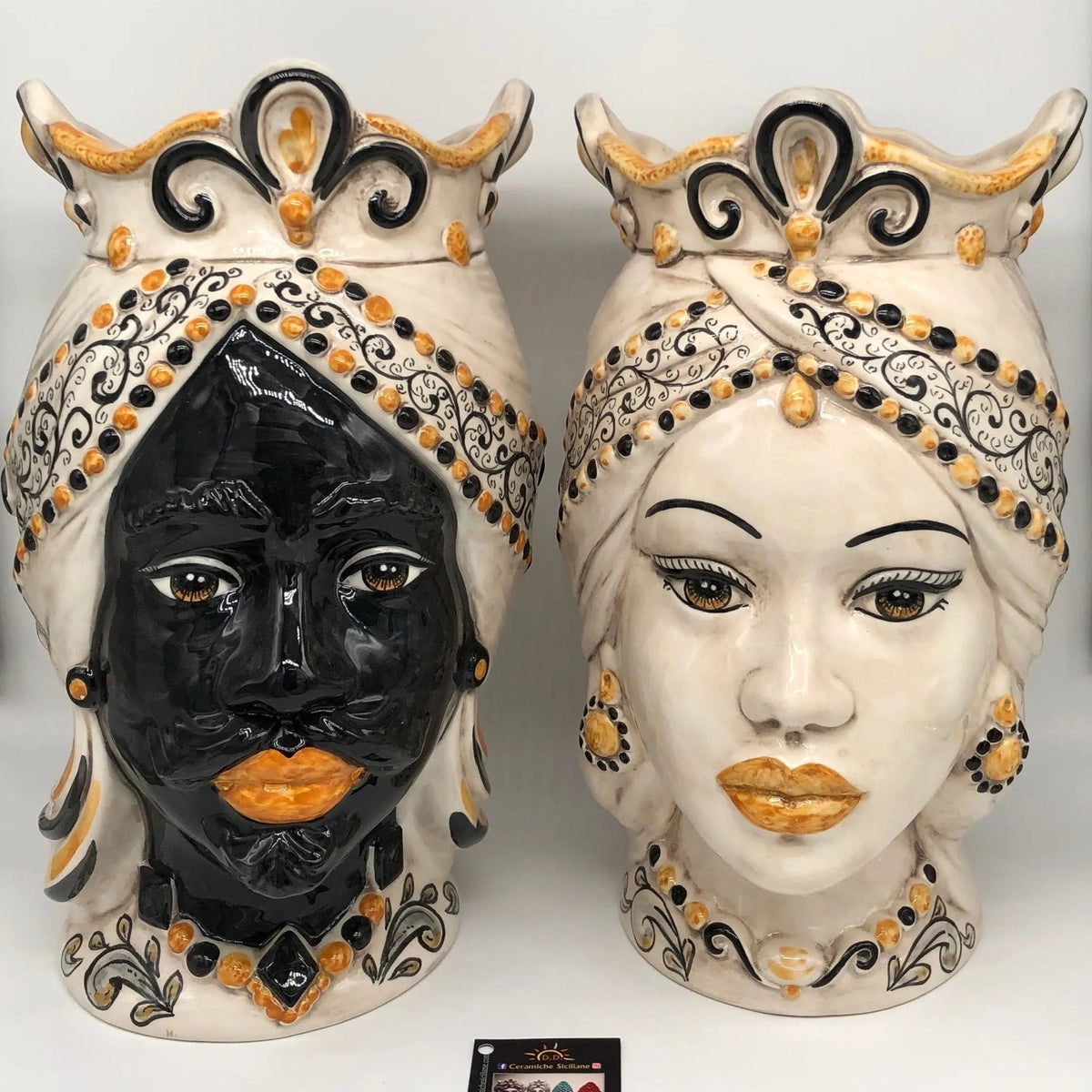 Teste di Moro Saturno Ceramica Caltagirone cm H.37 L.22 Artigianale – DD  Ceramiche Siciliane