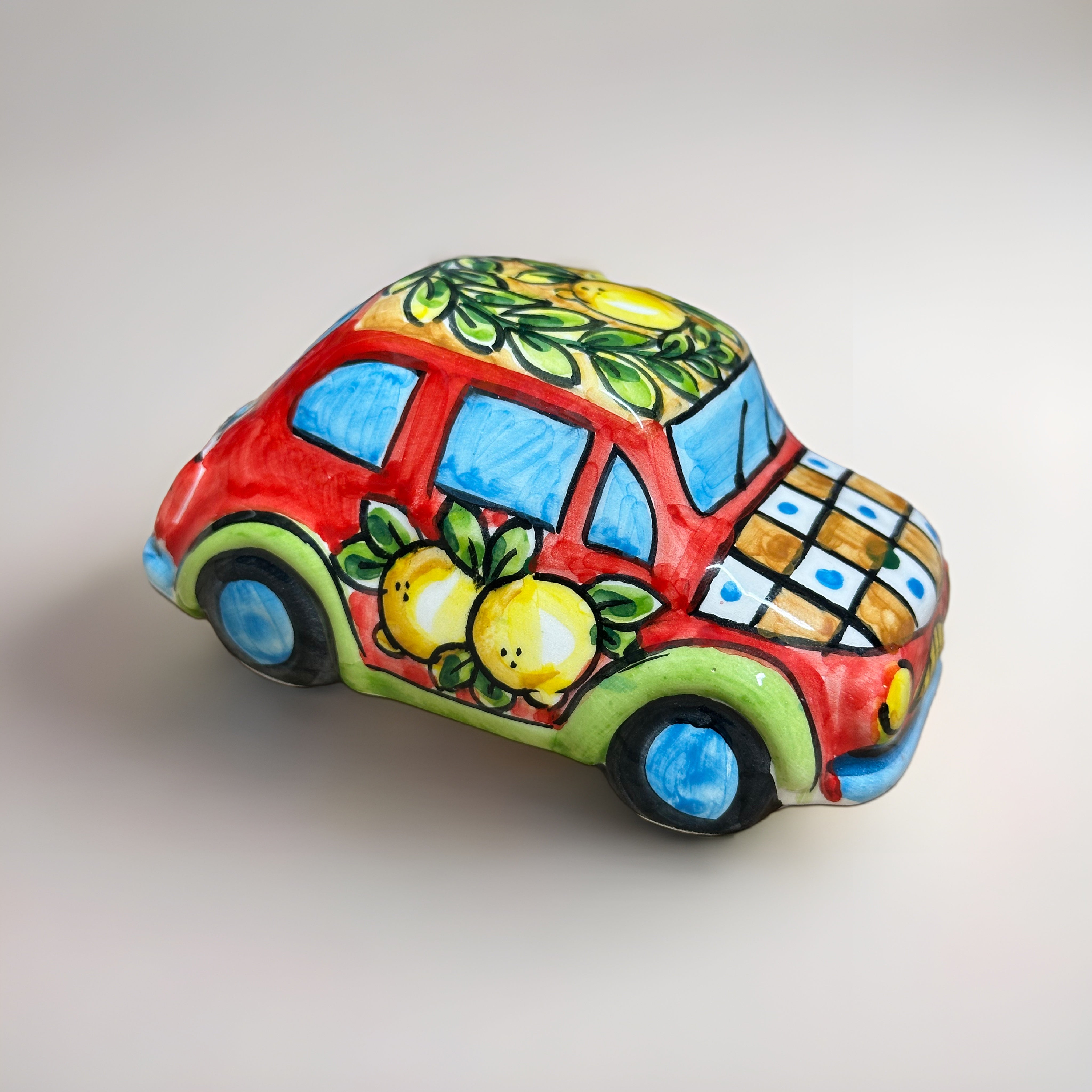 500 Storica Decorata a Mano Limoni cm L.12 H.6 Ceramica Caltagirone - OGGETTISTICA