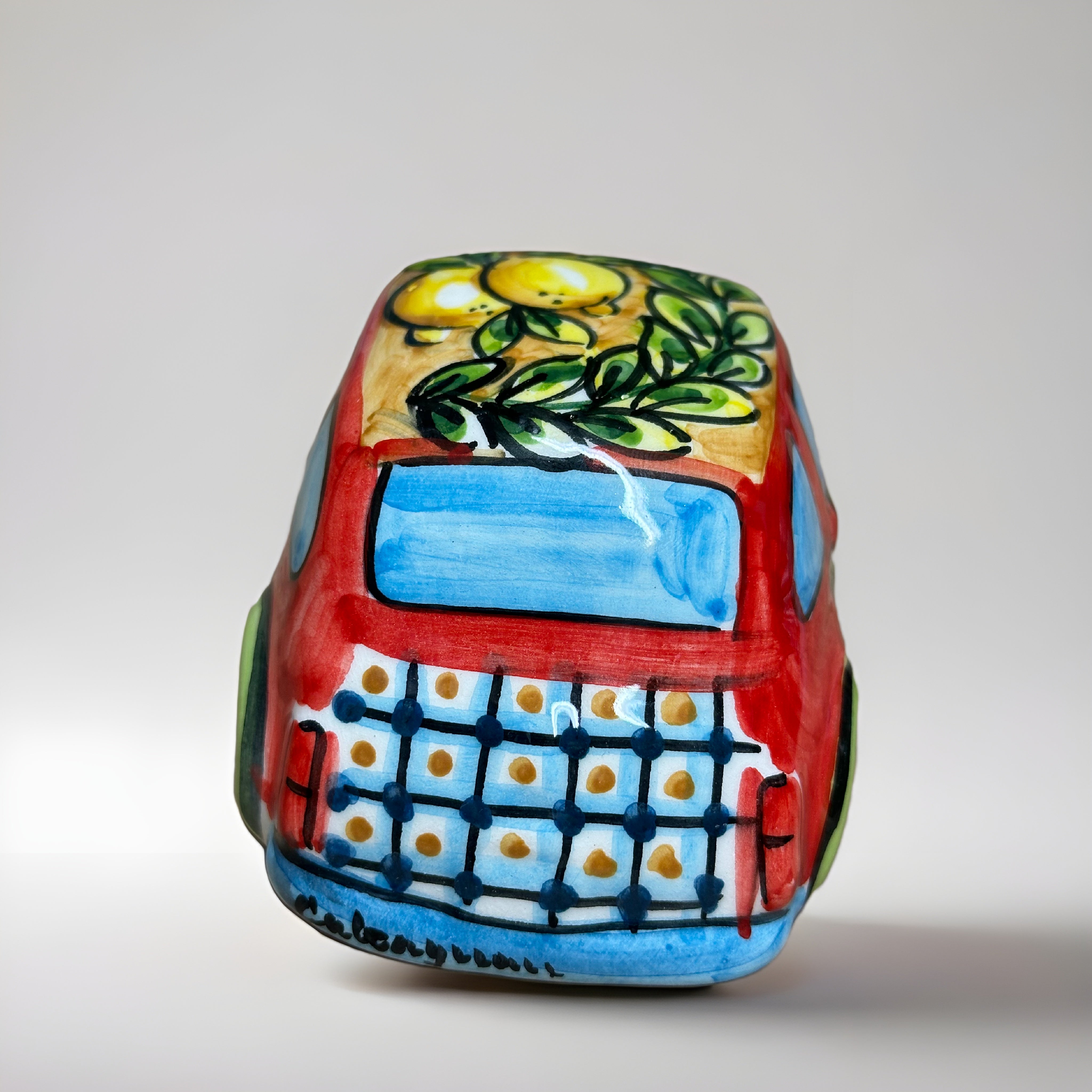 500 Storica Decorata a Mano Limoni cm L.12 H.6 Ceramica Caltagirone - OGGETTISTICA