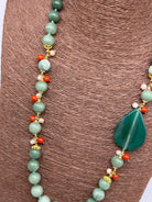 Collana Artigianale Pietre Verde, Corallo e Perle bianche V.4 DD CERAMICHE SICILIANE