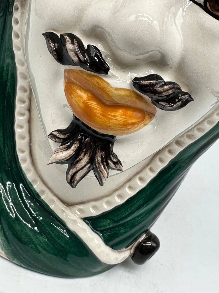 FINE SERIE - Testa di Moro Uomo Moresca Ceramica Caltagirone cm H.28 L.19 Artigianale Decorazione 2020 Verde DD CERAMICHE SICILIANE