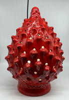 FINE SERIE - Lampada Pigna Luis traforata Ceramica Caltagirone cm H.45 L.28 Artigianale Rosso DD CERAMICHE SICILIANE