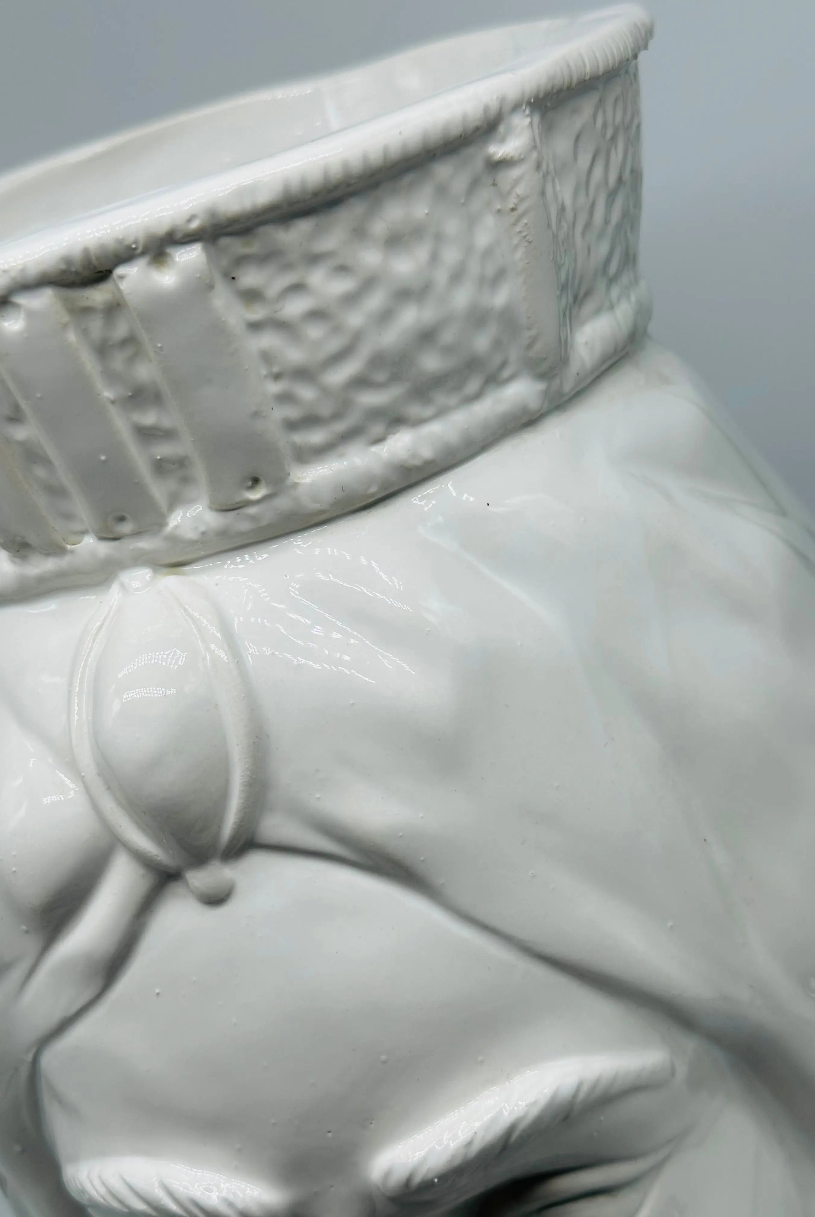 FINE SERIE - Testa di Moro Uomo Corona Retta Ceramica Caltagirone cm H.38 L.24 Artigianale Bianco DD CERAMICHE SICILIANE