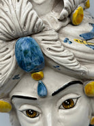 Teste di Moro Seicento Ceramica Caltagirone cm H.40 L.25 Artigianale Blu DD CERAMICHE SICILIANE