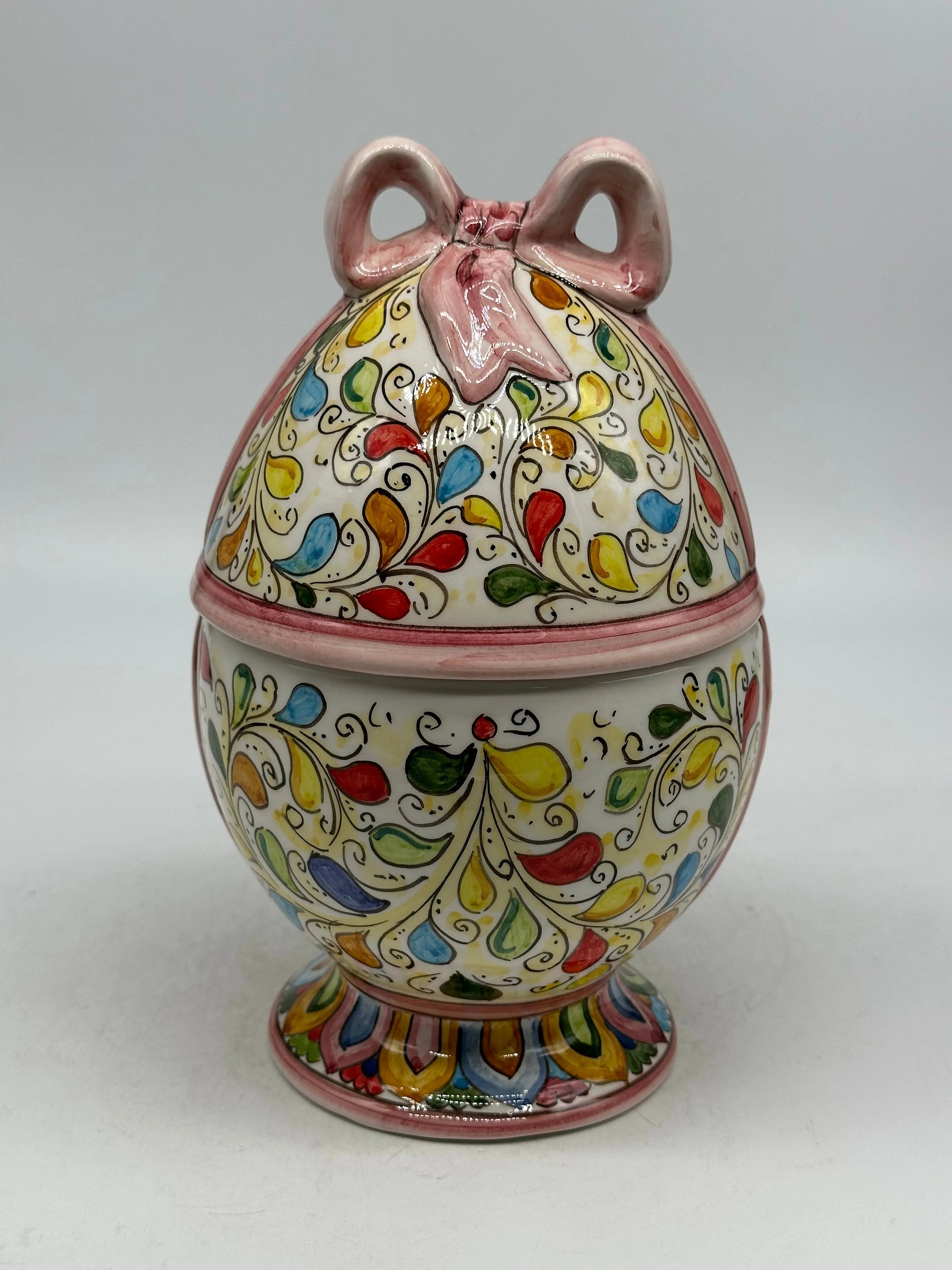 Uovo di Pasqua Contenitore H.23cm Ceramica Caltagirone dipinto a mano DD CERAMICHE SICILIANE