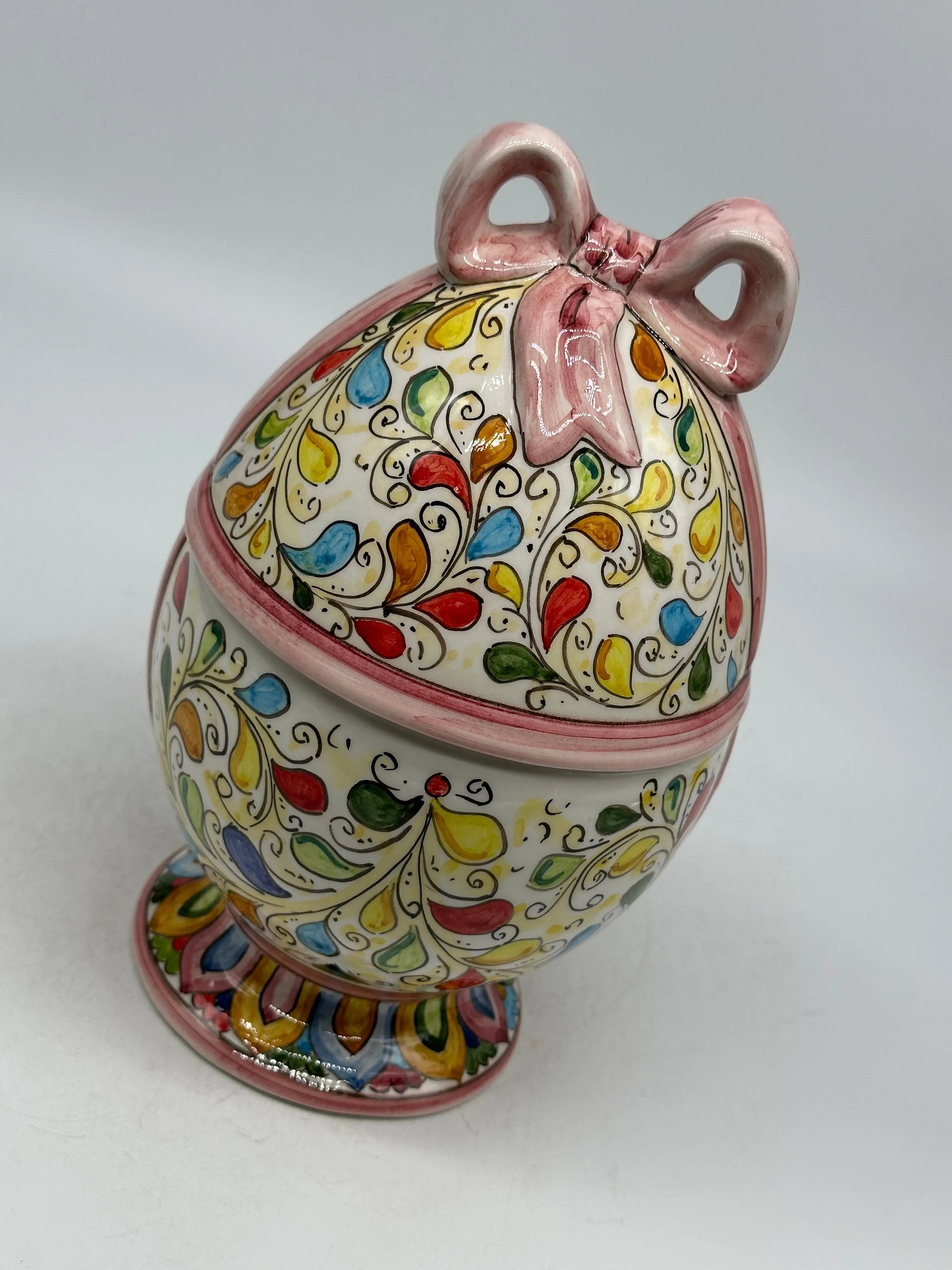 Uovo di Pasqua Contenitore H.23cm Ceramica Caltagirone dipinto a mano DD CERAMICHE SICILIANE