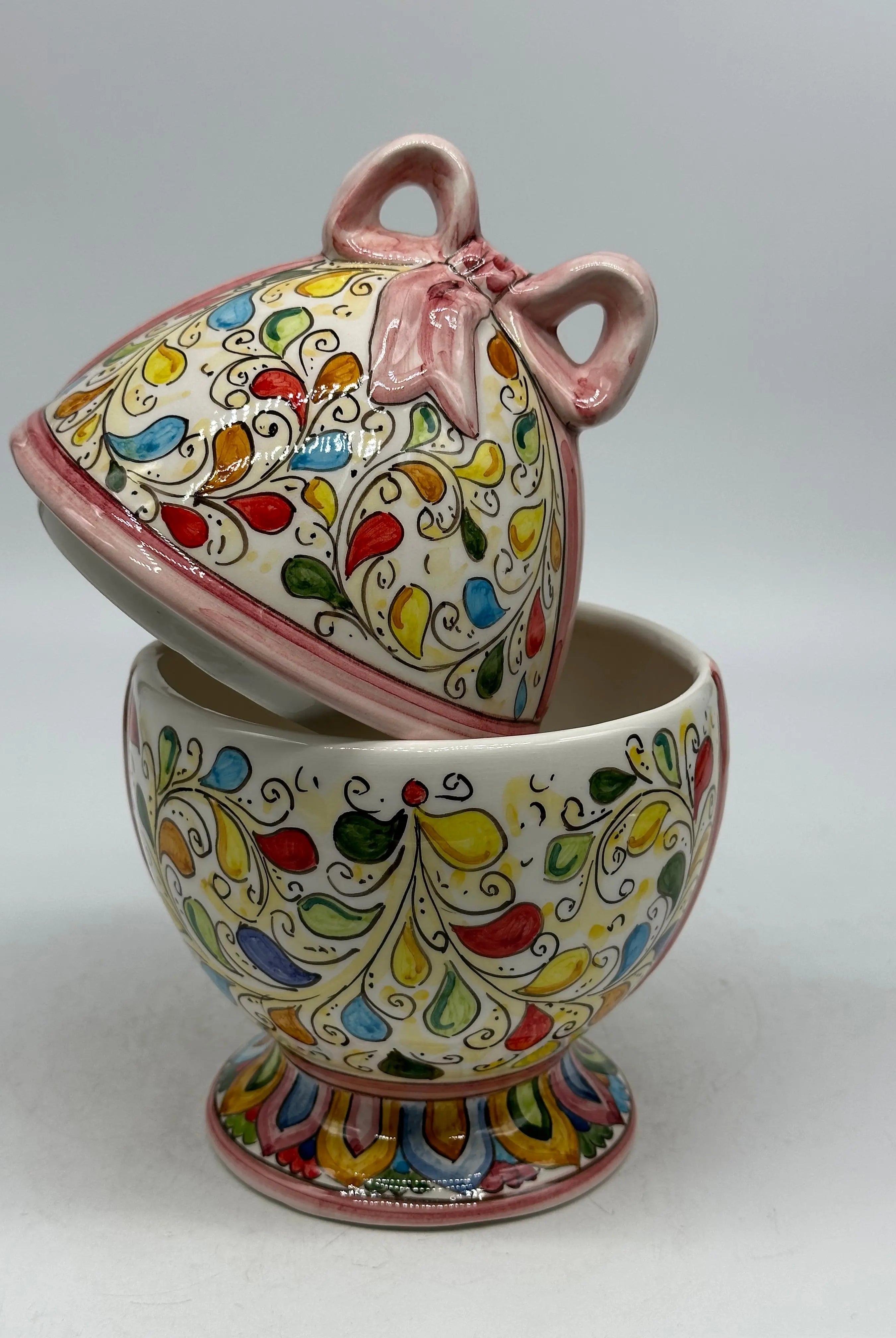 Uovo di Pasqua Contenitore H.23cm Ceramica Caltagirone dipinto a mano DD CERAMICHE SICILIANE