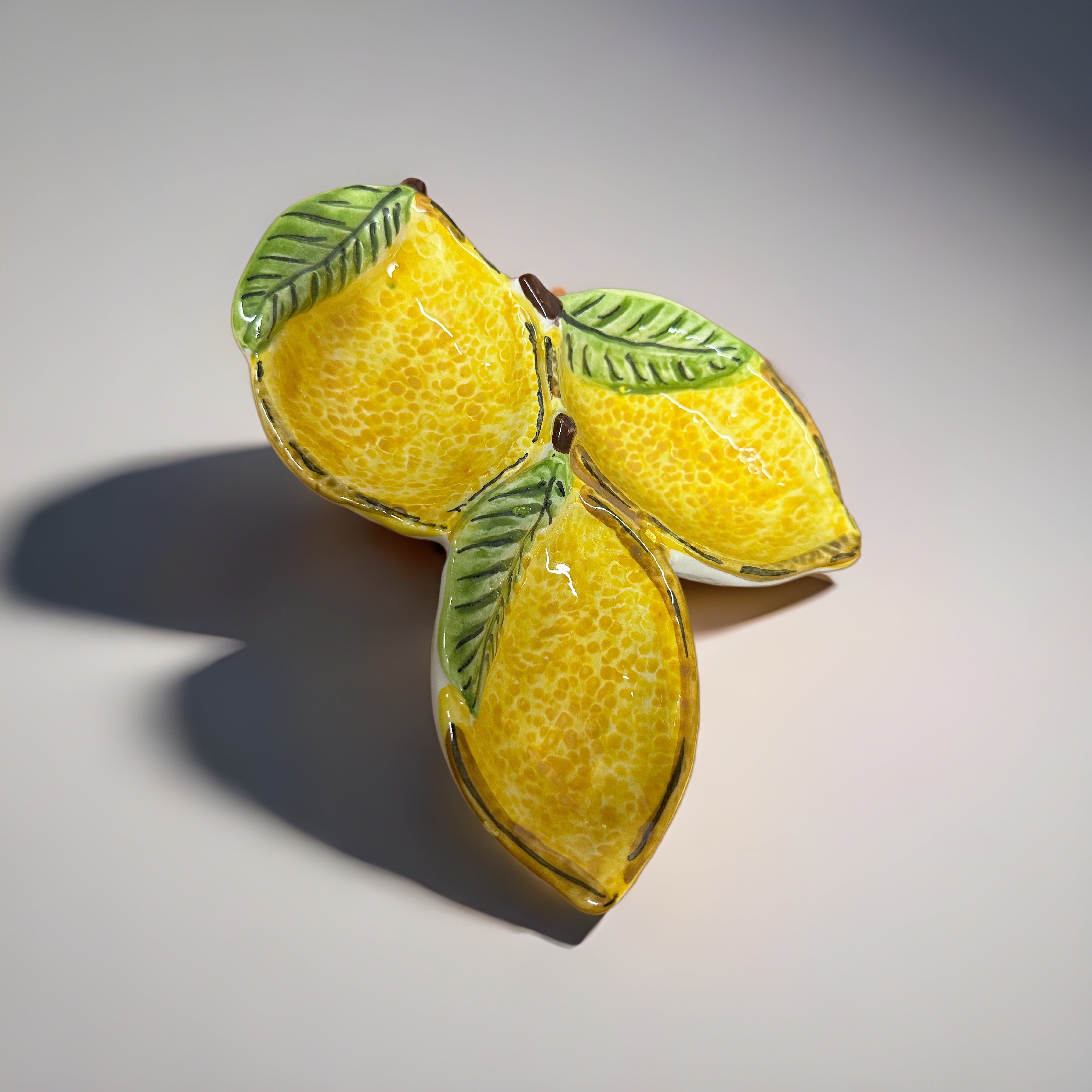 Antipastiera Limoni Decorata a mano 21x16cm Ceramica Caltagirone - OGGETTISTICA