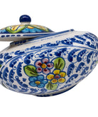 Biscottiera Decorata ‘600 Fiori Ceramica Caltagirone cm H.18 L.24 Artigianale - DD CERAMICHE SICILIANE