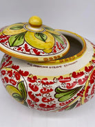 Biscottiera Decorata 600 Limoni Ceramica Caltagirone cm H.18 L.24 Artigianale DD CERAMICHE SICILIANE