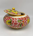 Biscottiera Decorata 600 Limoni Ceramica Caltagirone cm H.18 L.24 Artigianale DD CERAMICHE SICILIANE