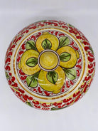 Biscottiera Decorata 600 Limoni Ceramica Caltagirone cm H.18 L.24 Artigianale DD CERAMICHE SICILIANE