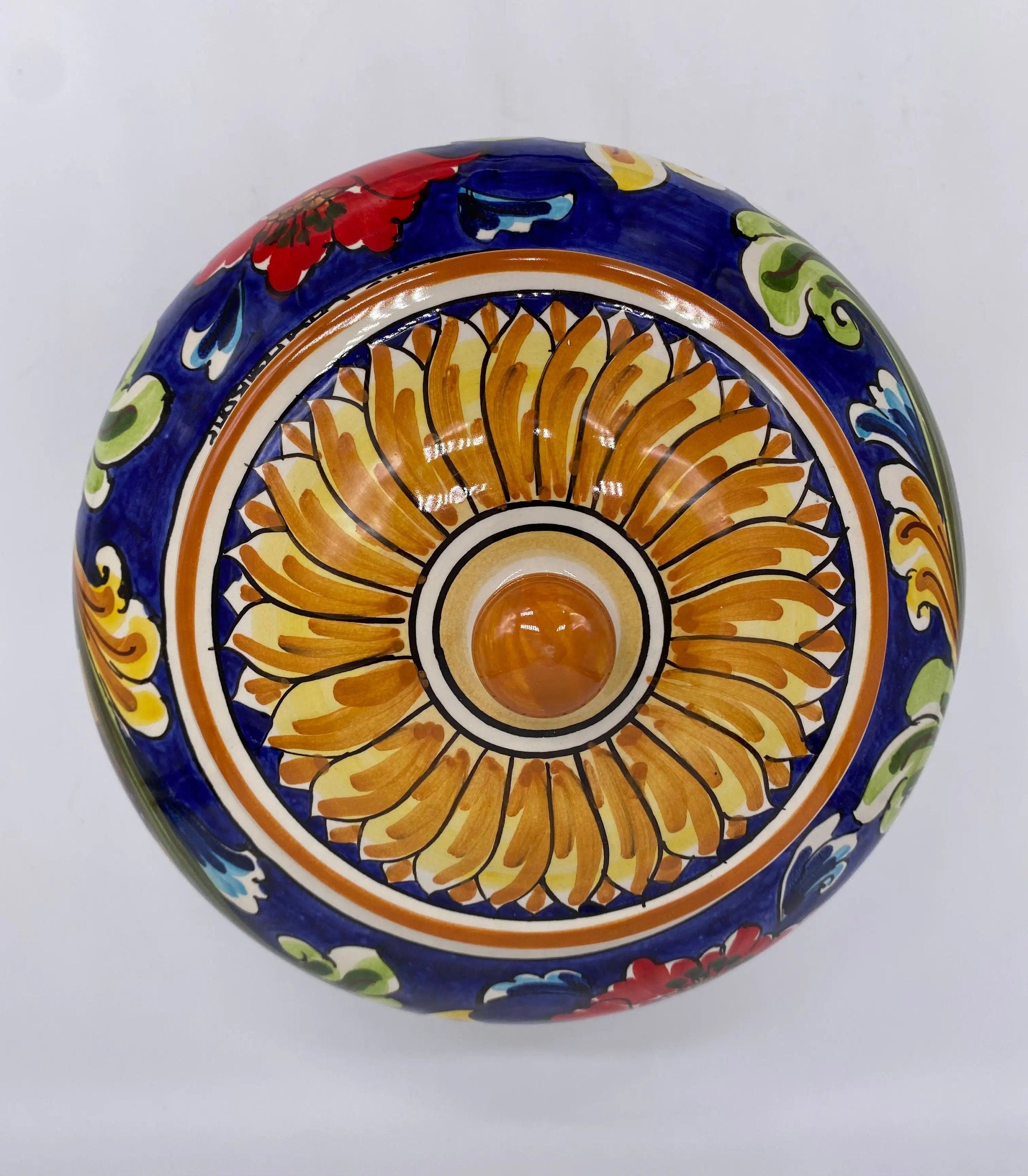 Biscottiera Decorata 700 Fiori Ceramica Caltagirone cm H.18 L.24 Artigianale DD CERAMICHE SICILIANE