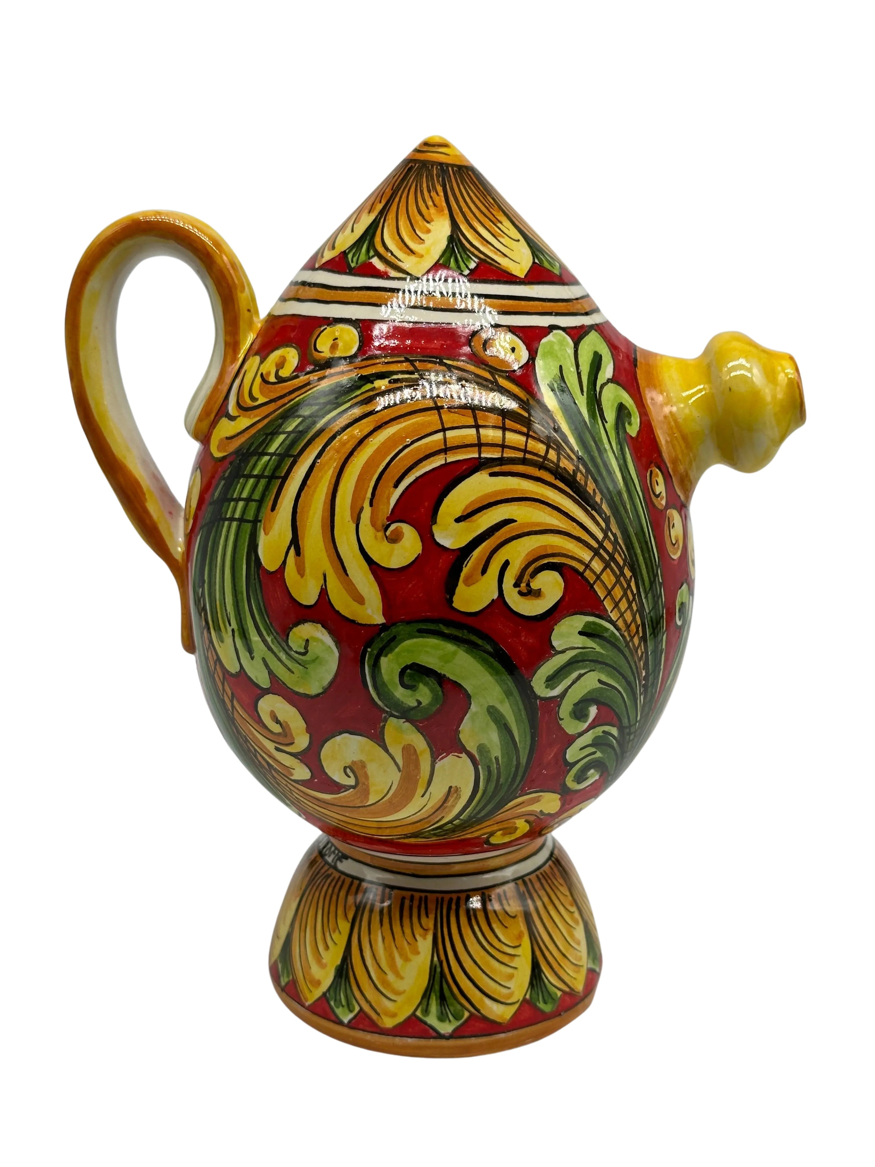 Brocca Tipica “Bummulu Malandrino” 0,5 Litri interamente fatto a mano Ceramica Caltagirone Decoro N.3 DD CERAMICHE SICILIANE