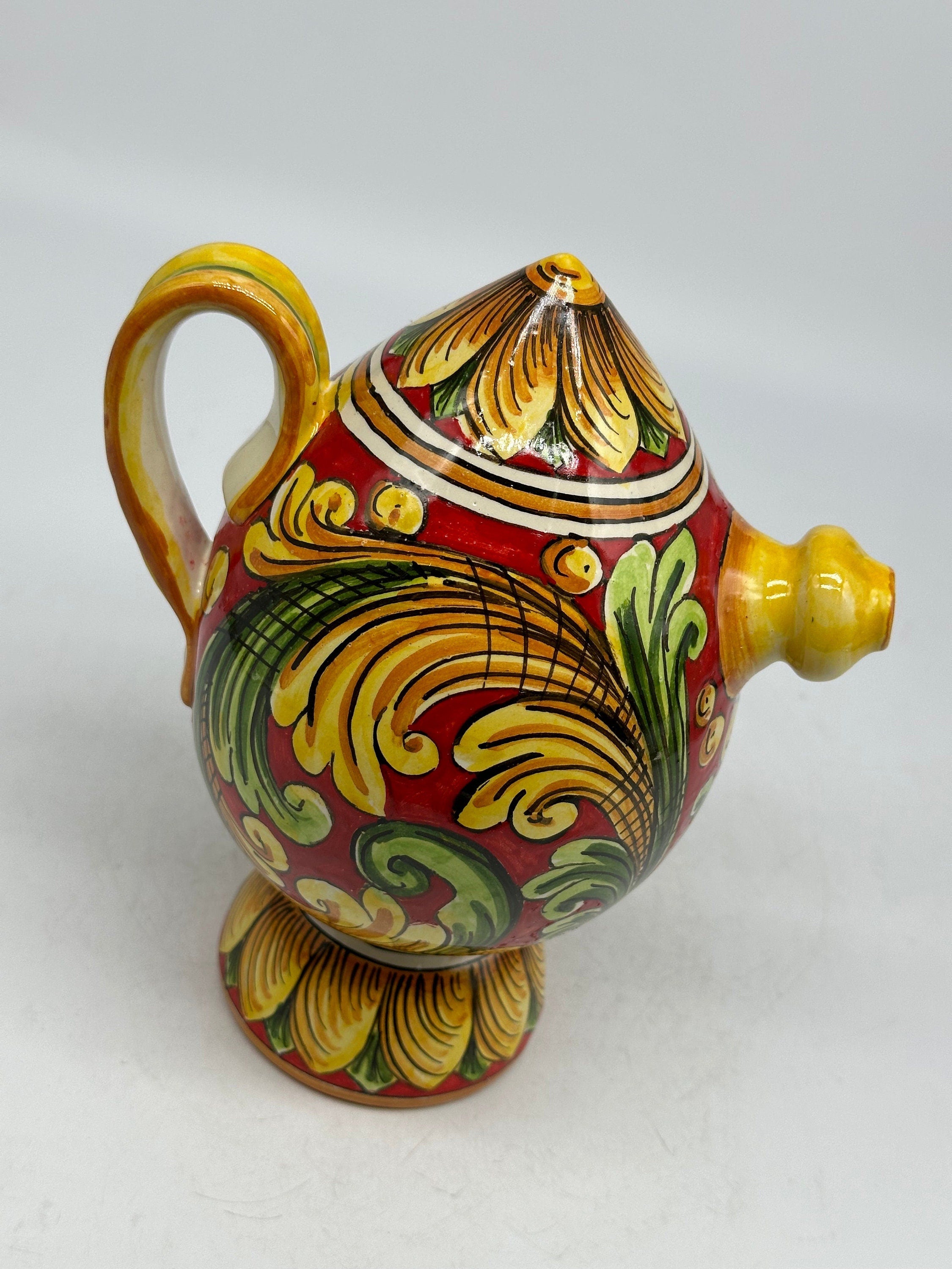 Brocca Tipica &quot;Bummulu Malandrino&quot; 0,5 Litri interamente fatto a mano Ceramica Caltagirone Decoro N.3