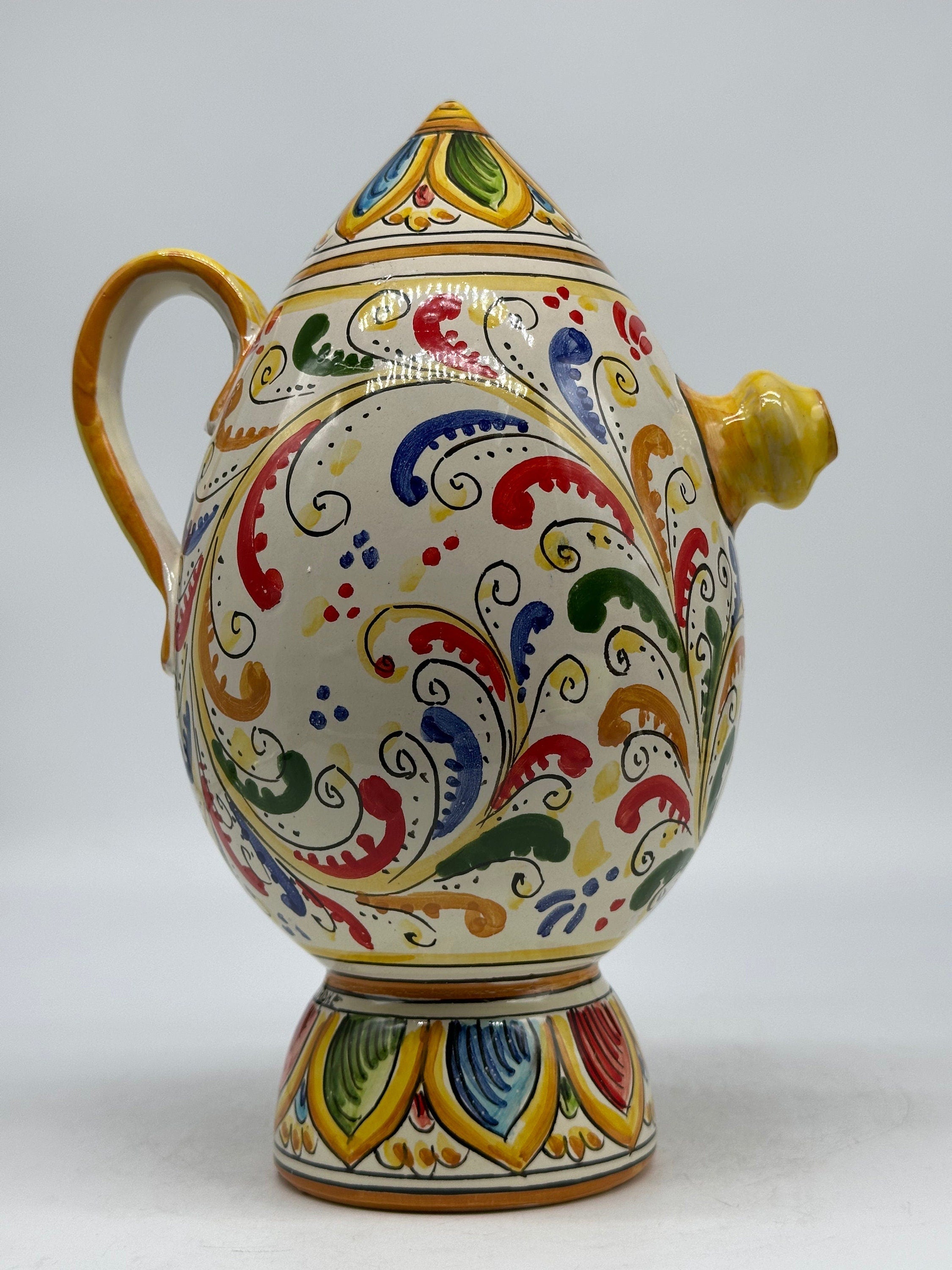 Brocca Tipica &quot;Bummulu Malandrino&quot; 1 Litro interamente fatto a mano Ceramica Caltagirone Decoro N.4