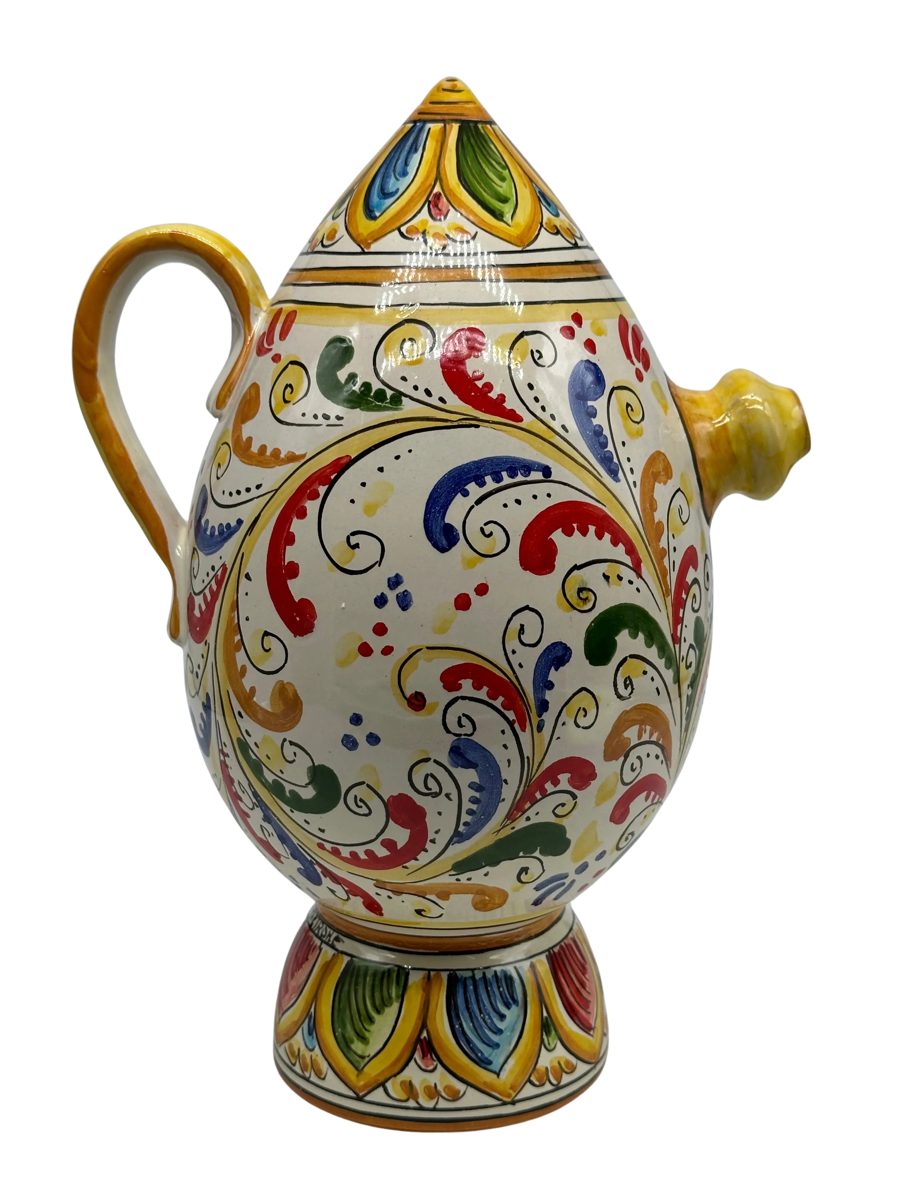 Brocca Tipica “Bummulu Malandrino” 1 Litro interamente fatto a mano Ceramica Caltagirone Decoro N.4 DD CERAMICHE SICILIANE