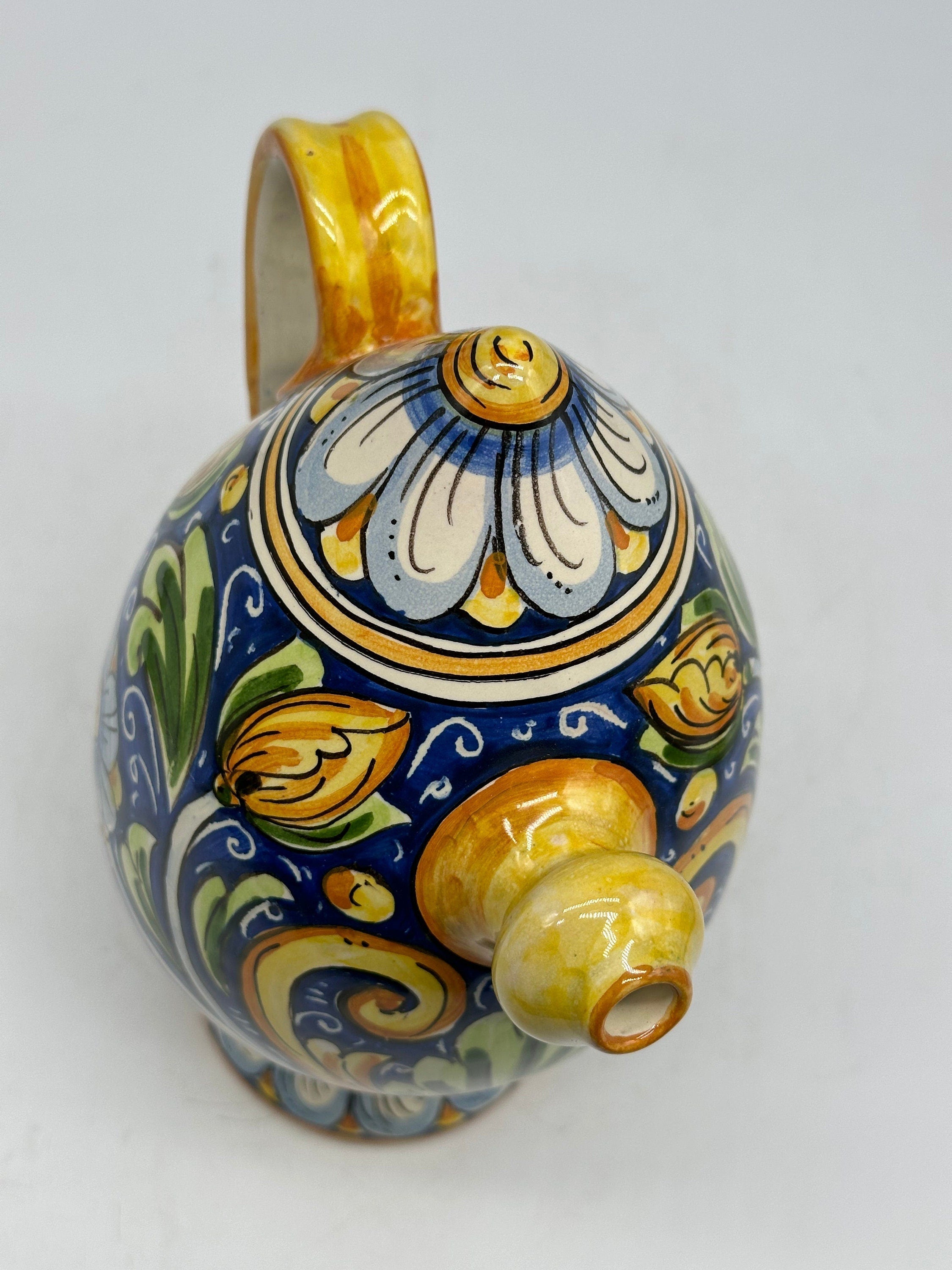 Brocca Tipica "Bummulu Malandrino" 0,5 Litri interamente fatto a mano Ceramica Caltagirone Decoro N.1