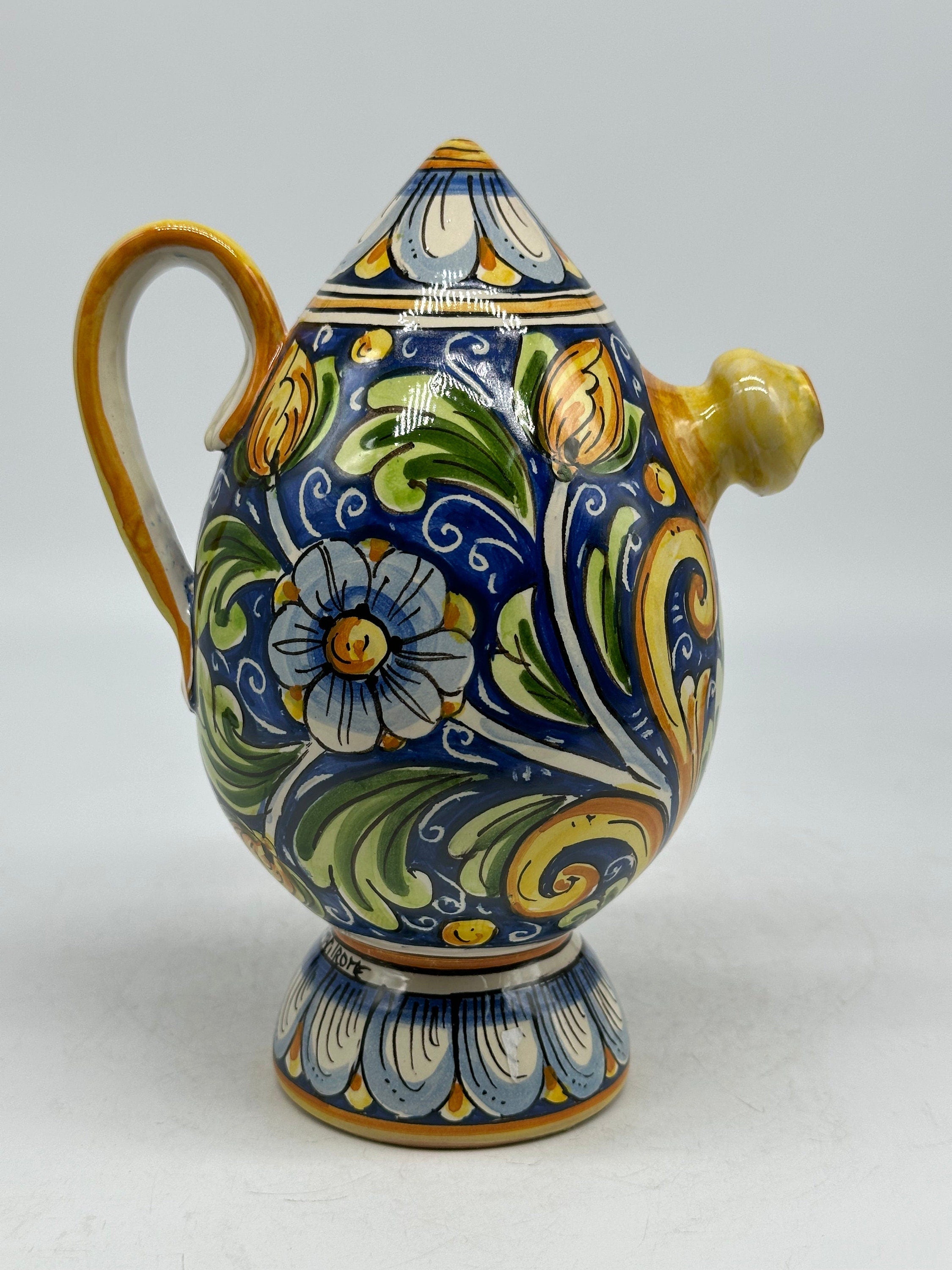 Brocca Tipica "Bummulu Malandrino" 0,5 Litri interamente fatto a mano Ceramica Caltagirone Decoro N.1