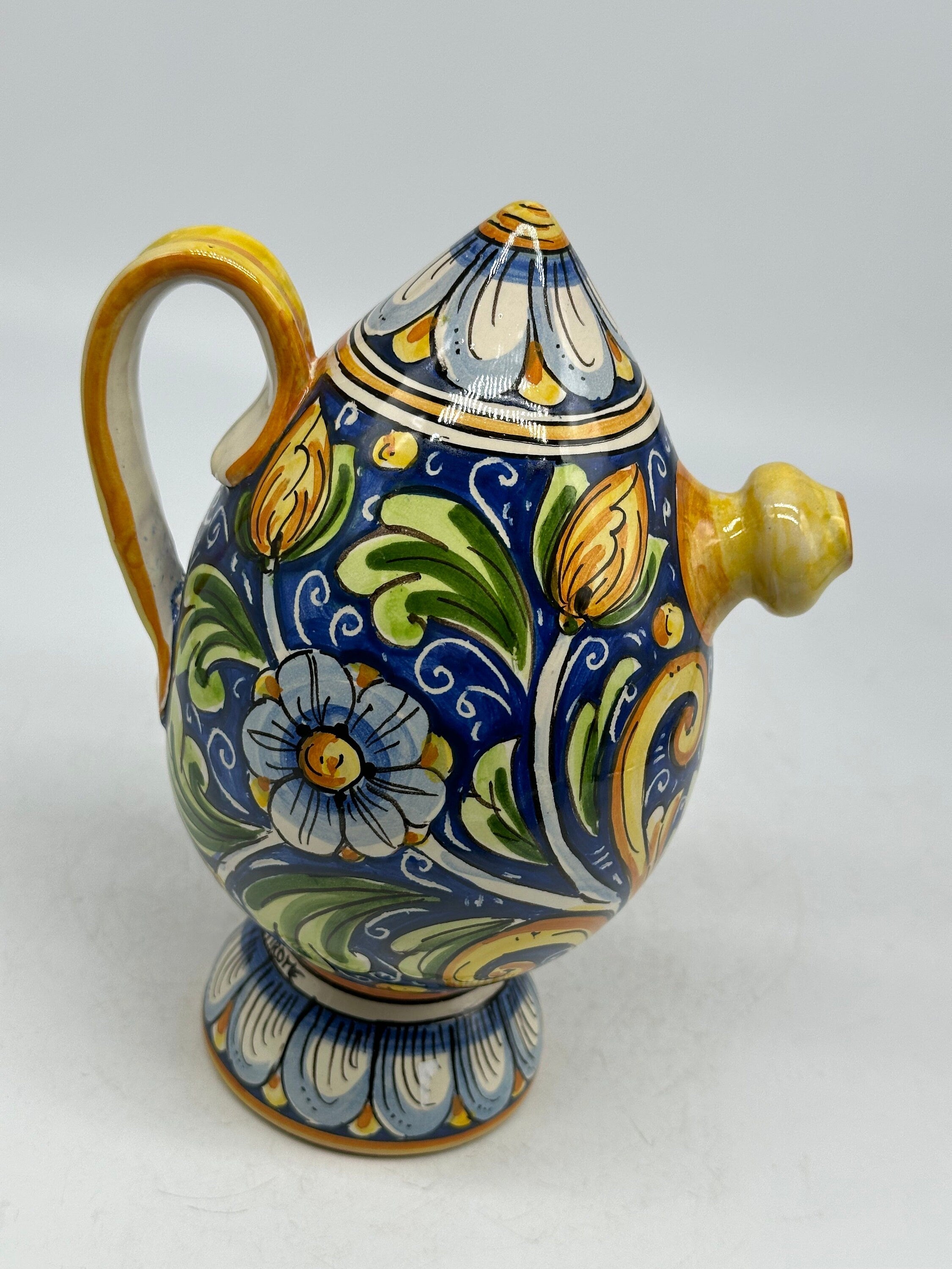 Brocca Tipica "Bummulu Malandrino" 0,5 Litri interamente fatto a mano Ceramica Caltagirone Decoro N.1