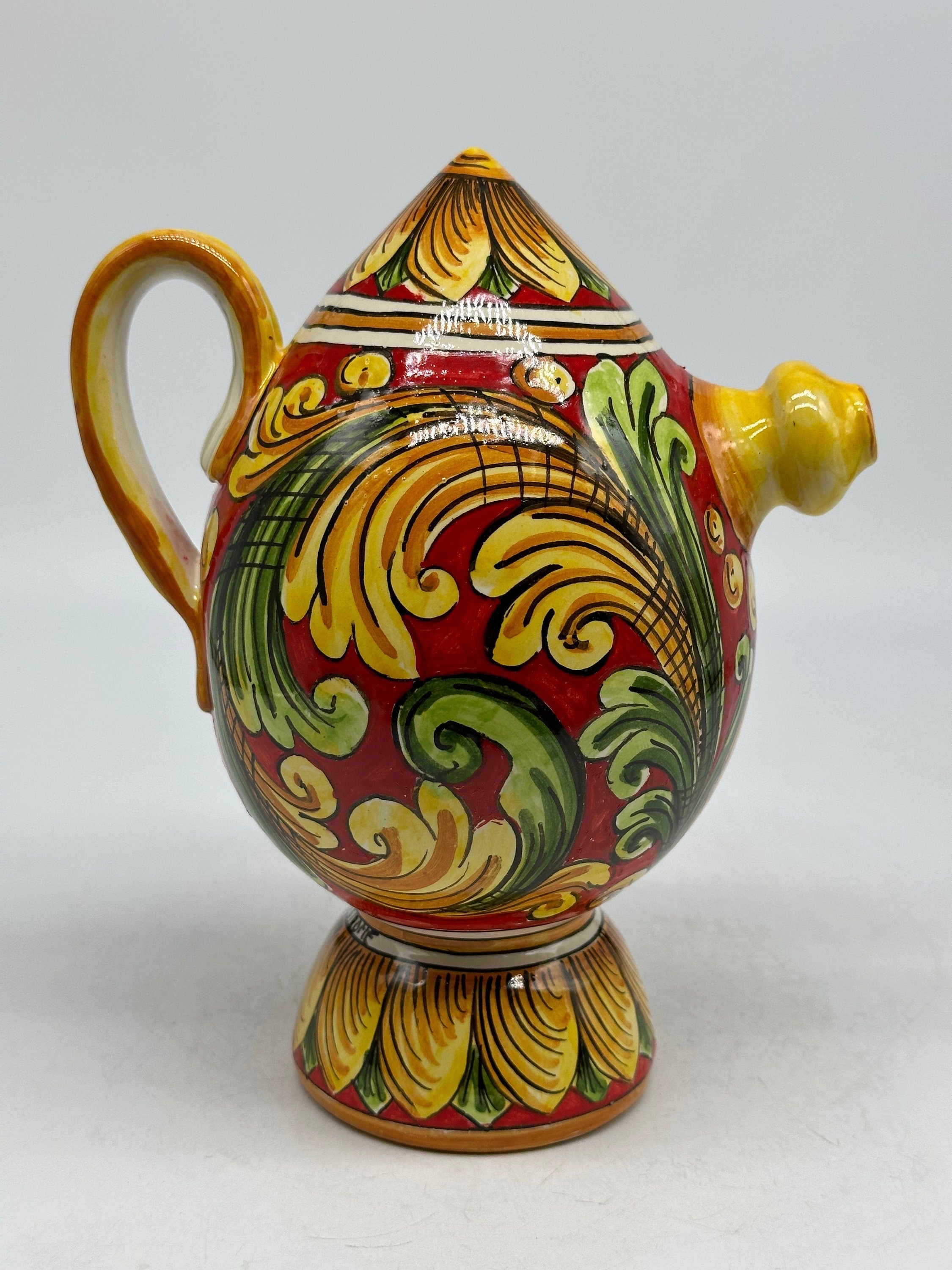 Brocca Tipica "Bummulu Malandrino" 0,5 Litri interamente fatto a mano Ceramica Caltagirone Decoro N.3