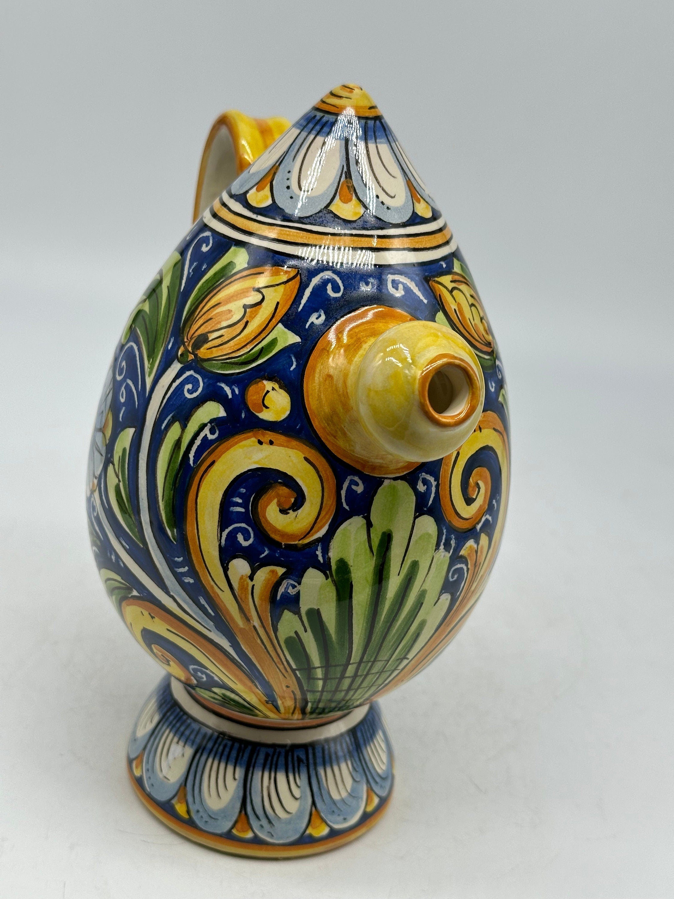 Brocca Tipica "Bummulu Malandrino" 0,5 Litri interamente fatto a mano Ceramica Caltagirone Decoro N.1