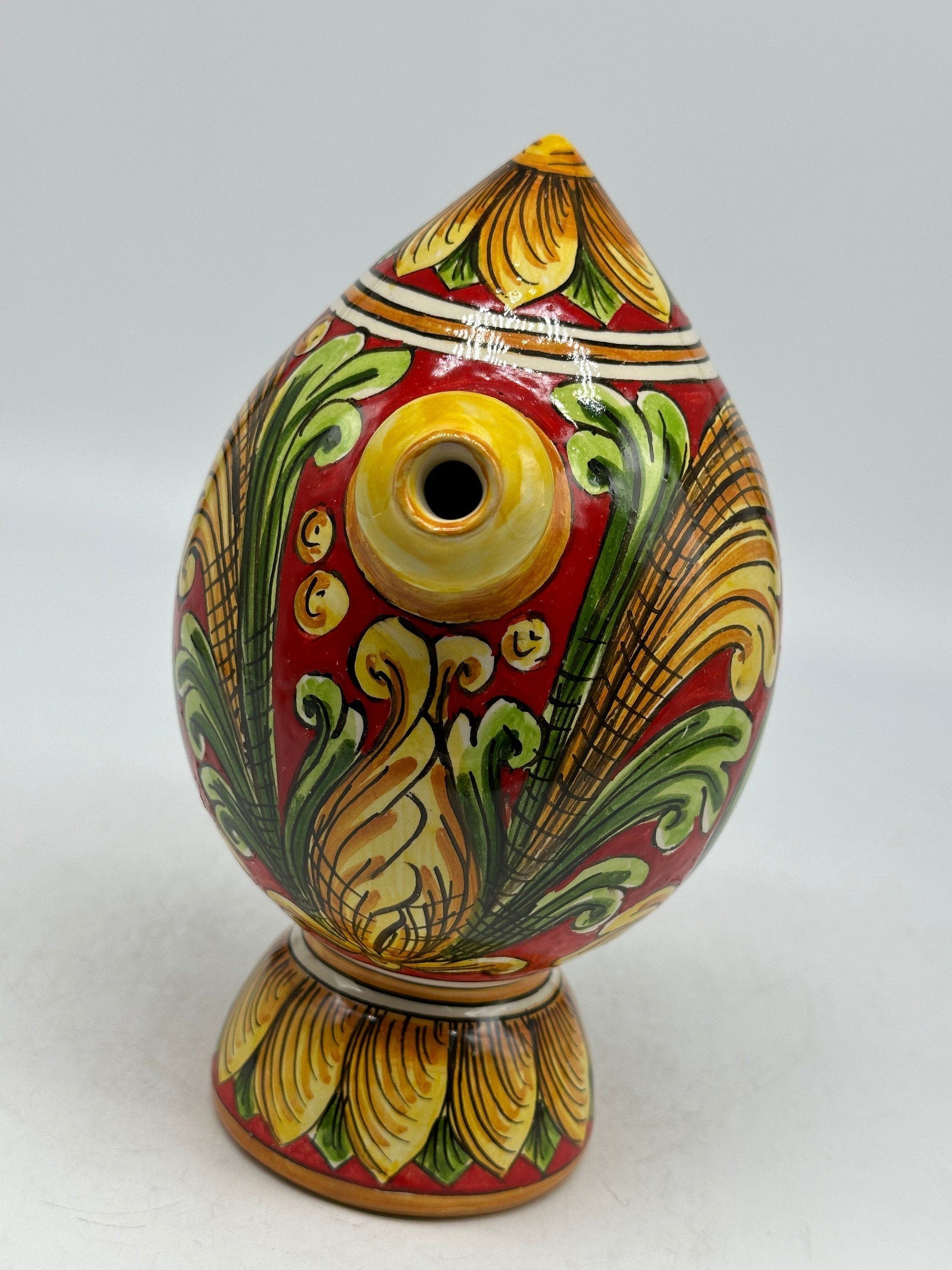 Brocca Tipica "Bummulu Malandrino" 0,5 Litri interamente fatto a mano Ceramica Caltagirone Decoro N.3