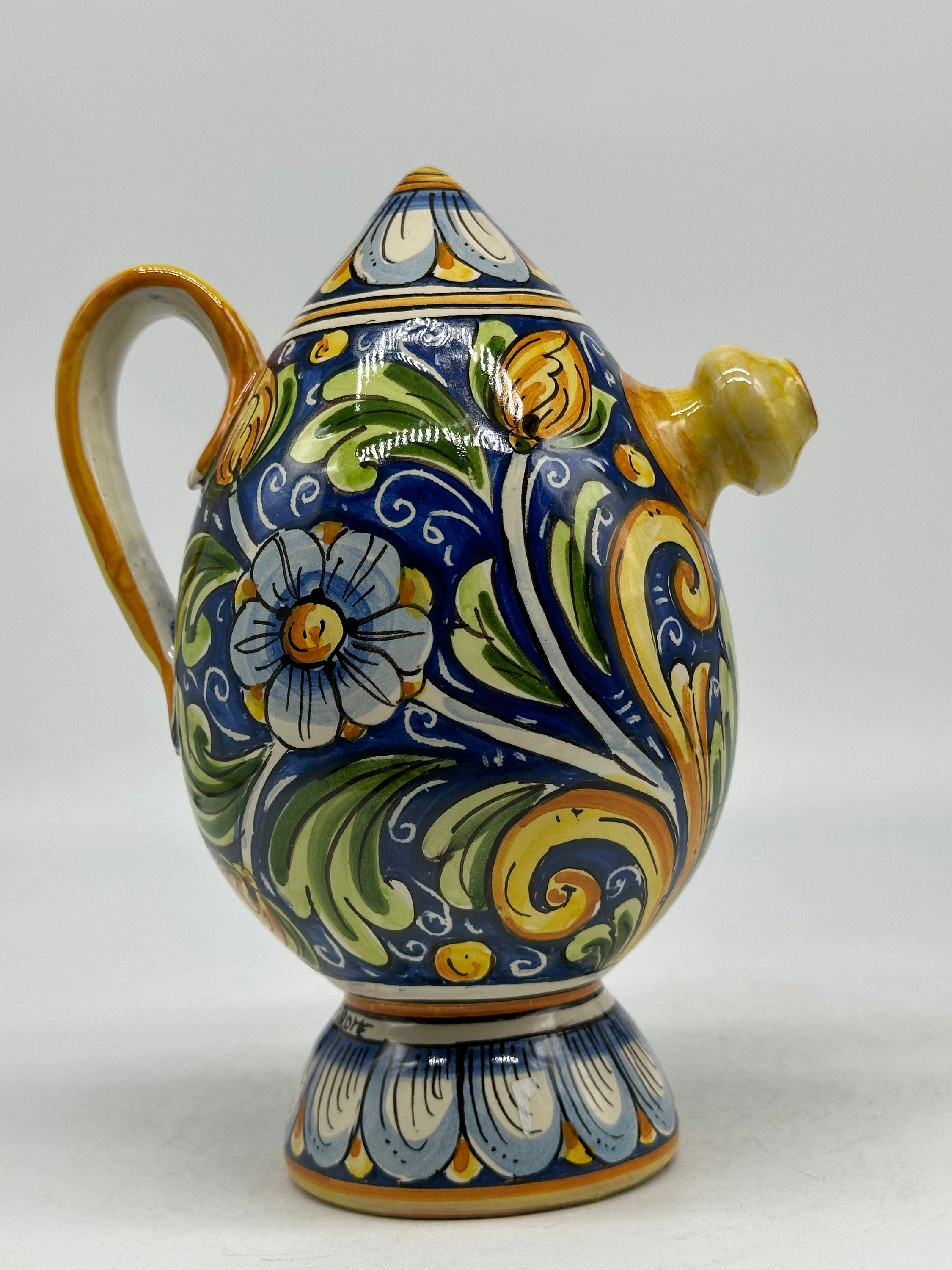 Brocca Tipica "Bummulu Malandrino" 0,5 Litri interamente fatto a mano Ceramica Caltagirone Decoro N.1