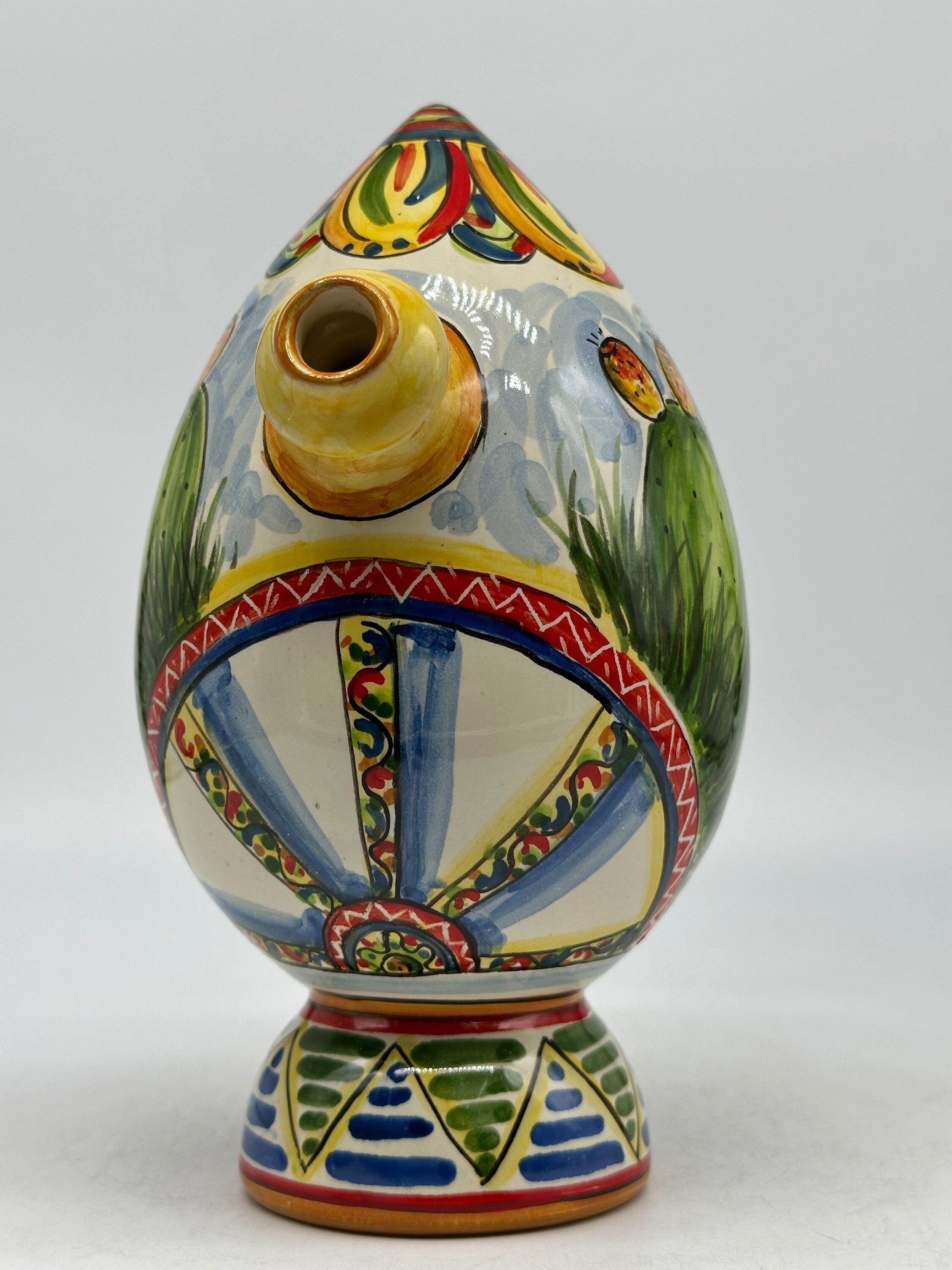 Brocca Tipica "Bummulu Malandrino" 0,5 Litri interamente fatto a mano Ceramica Caltagirone Decoro N.2