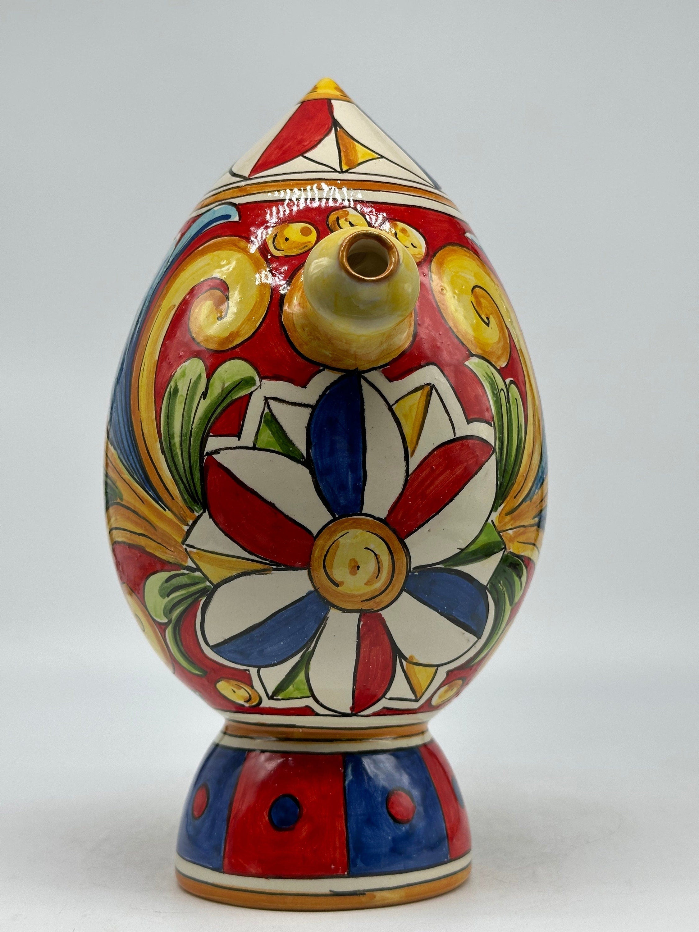 Brocca Tipica "Bummulu Malandrino" 1 Litro interamente fatto a mano Ceramica Caltagirone Decoro N.5