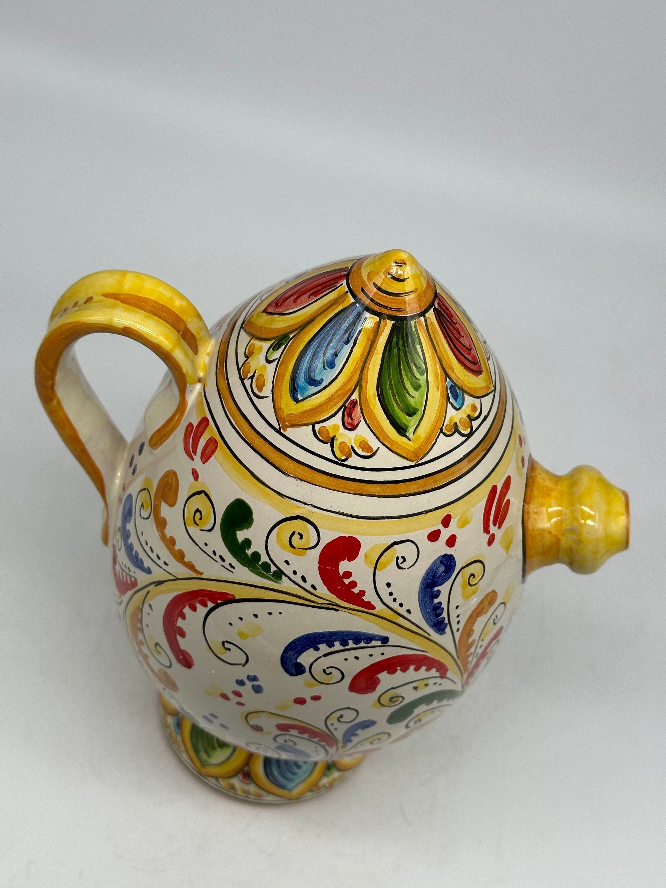 Brocca Tipica "Bummulu Malandrino" 1 Litro interamente fatto a mano Ceramica Caltagirone Decoro N.4