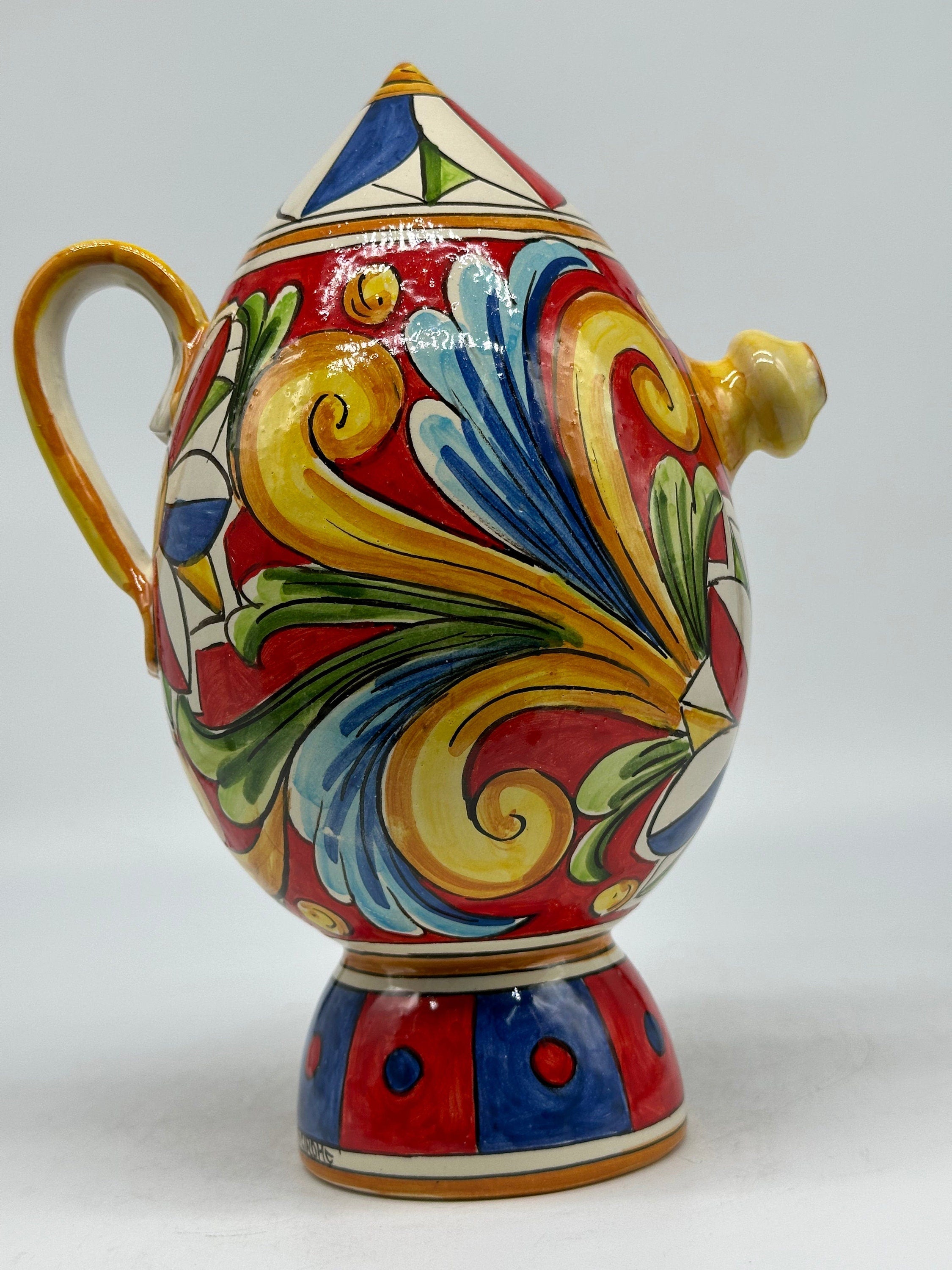 Brocca Tipica &quot;Bummulu Malandrino&quot; 1 Litro interamente fatto a mano Ceramica Caltagirone Decoro N.5