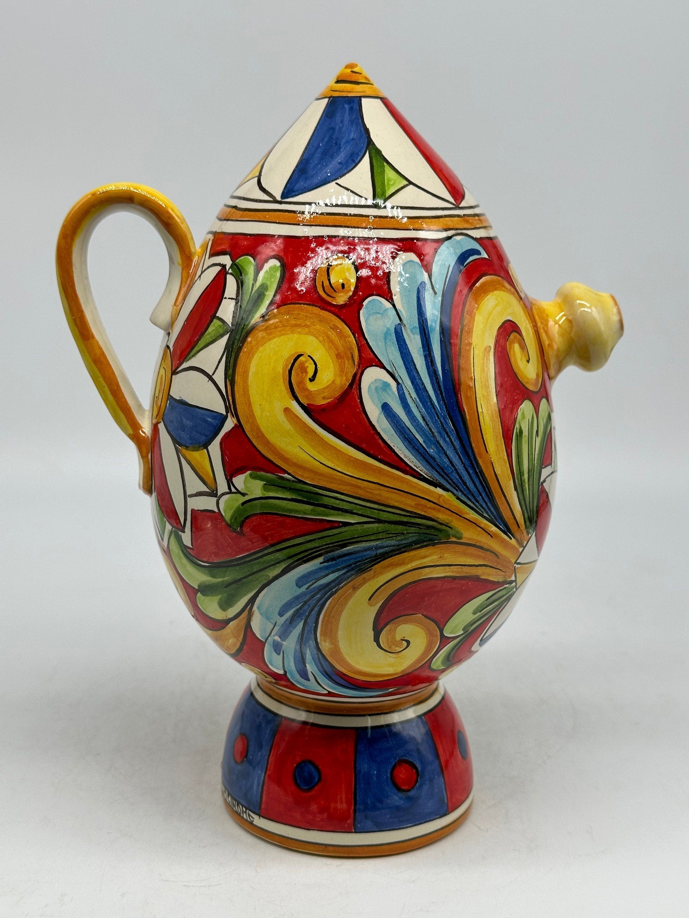 Brocca Tipica &quot;Bummulu Malandrino&quot; 1 Litro interamente fatto a mano Ceramica Caltagirone Decoro N.5