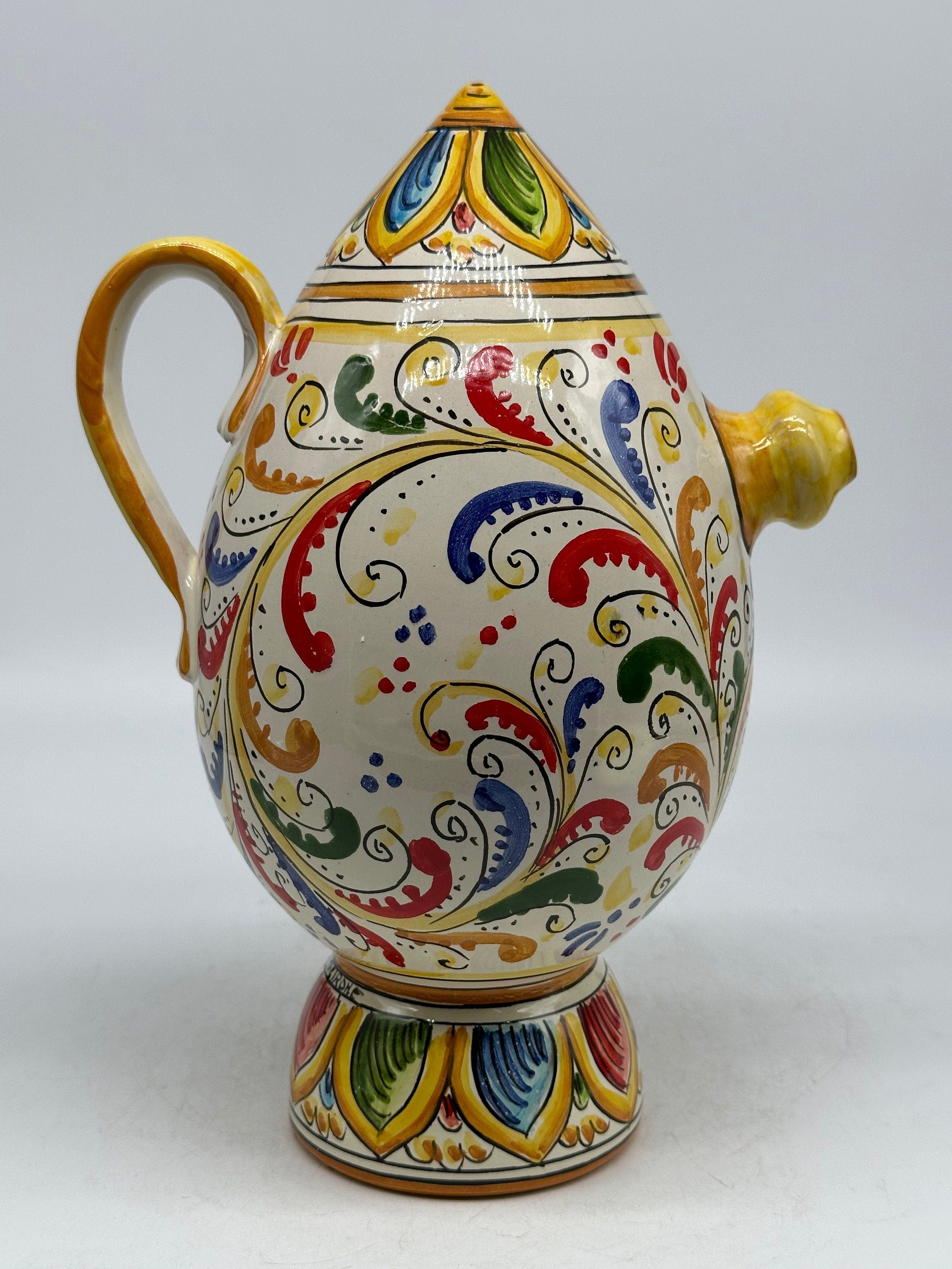 Brocca Tipica "Bummulu Malandrino" 1 Litro interamente fatto a mano Ceramica Caltagirone Decoro N.4