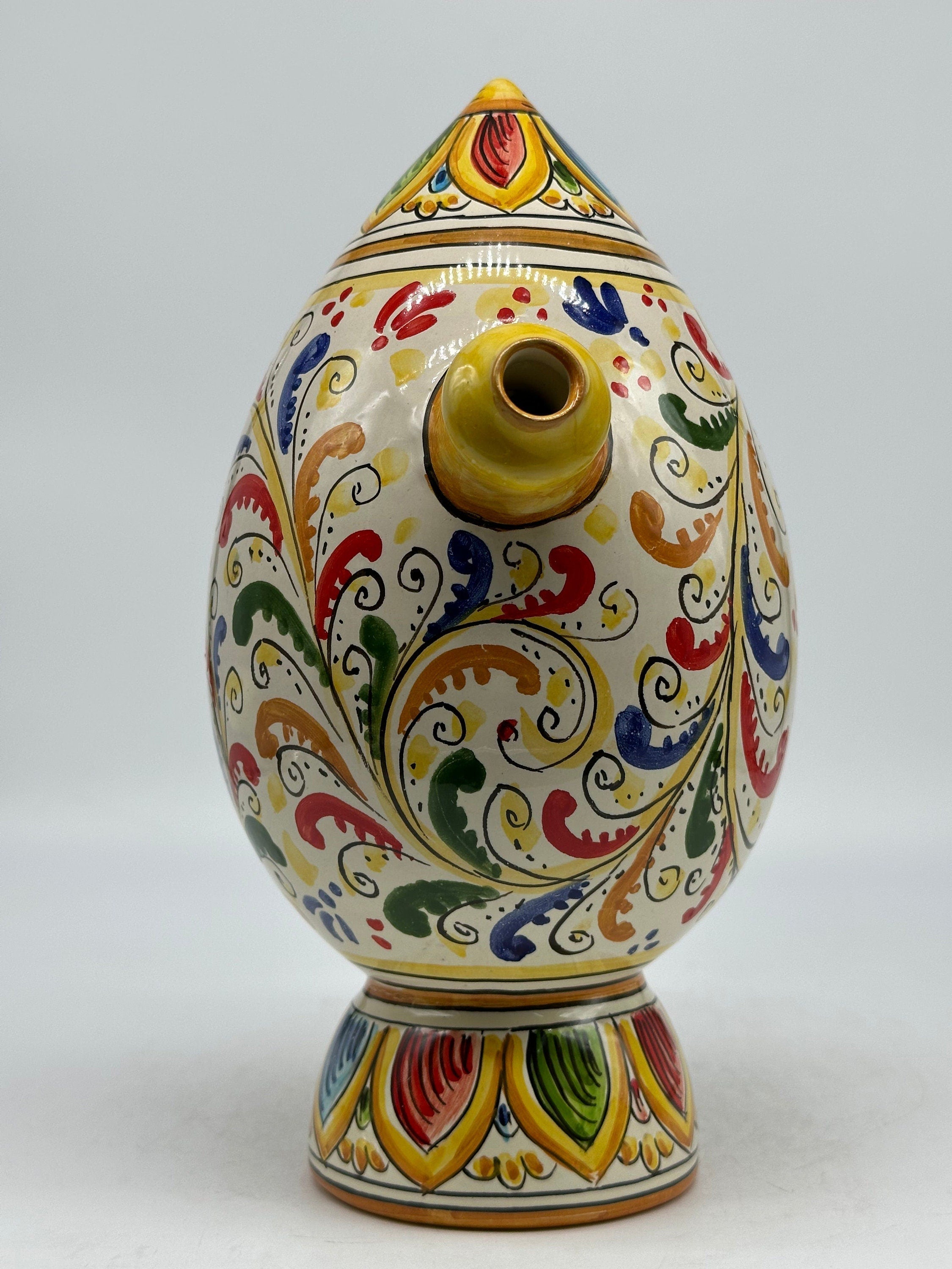 Brocca Tipica "Bummulu Malandrino" 1 Litro interamente fatto a mano Ceramica Caltagirone Decoro N.4